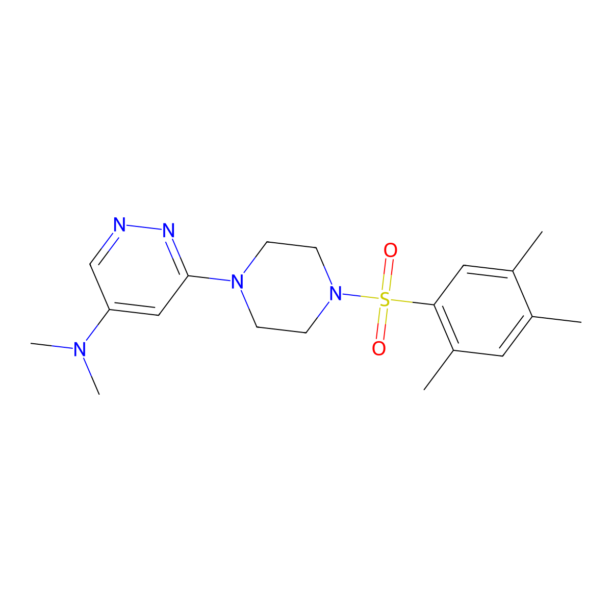 N,N-dimethyl-6-(4-((2,4,5-trimethylphenyl)sulfonyl)piperazin-1-yl)pyridazin-4-amine molecular structure, CAS 1795415-51-8