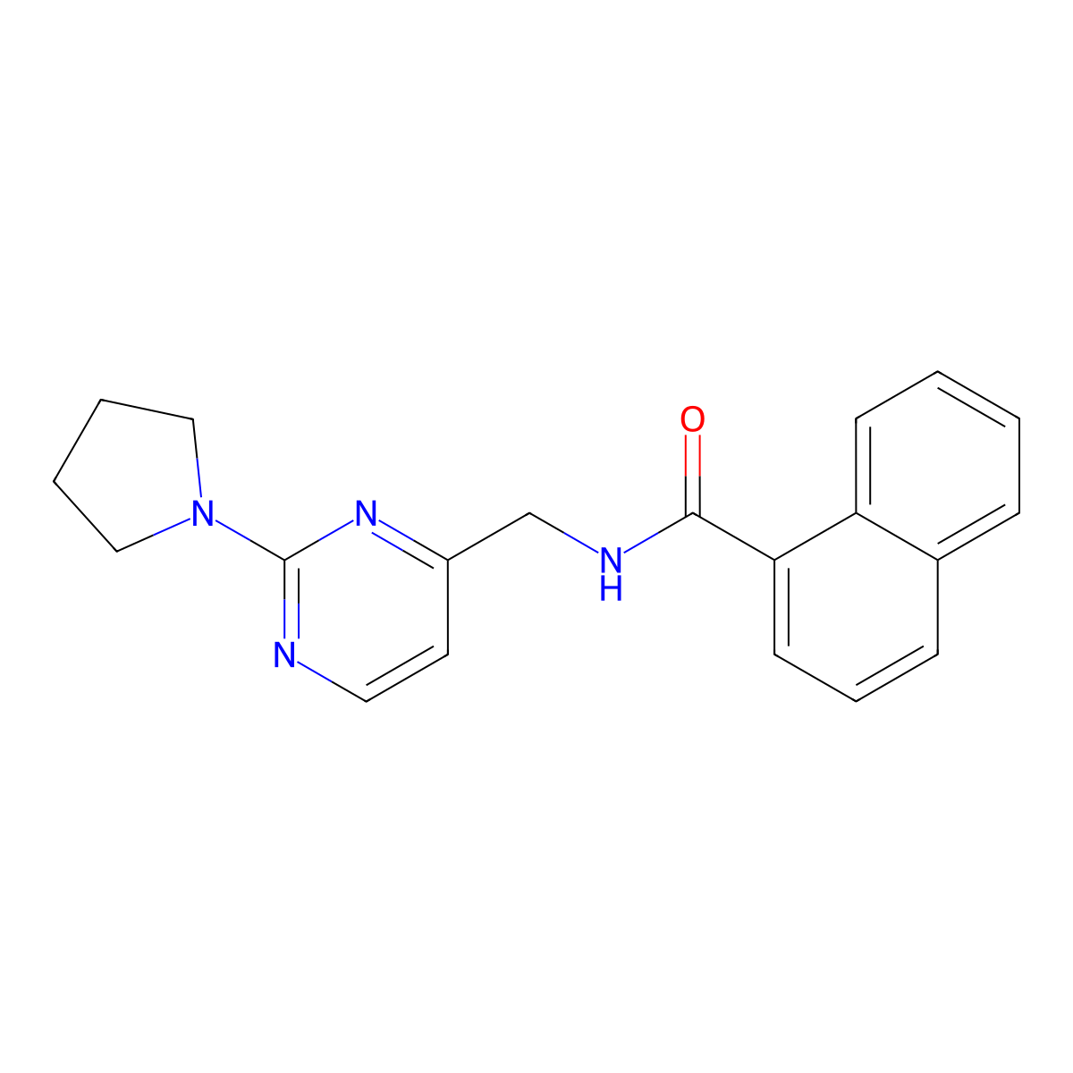 N-((2-(pyrrolidin-1-yl)pyrimidin-4-yl)methyl)-1-naphthamide molecular structure, CAS 1795415-69-8