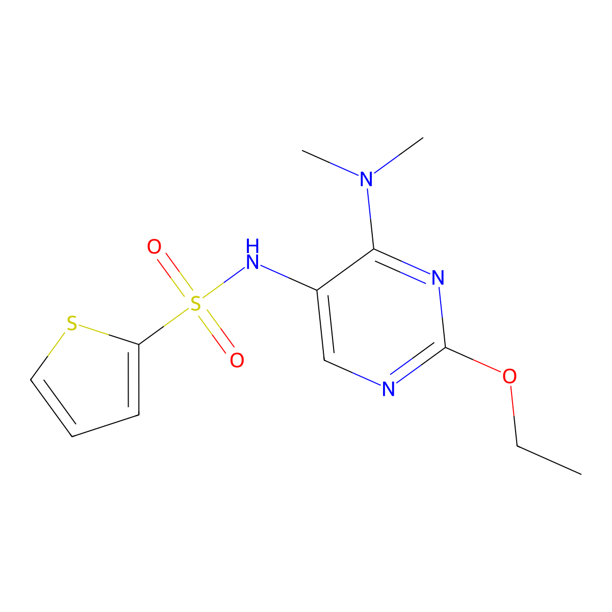 N-(4-(dimethylamino)-2-ethoxypyrimidin-5-yl)thiophene-2-sulfonamide molecular structure, CAS 1795415-91-6