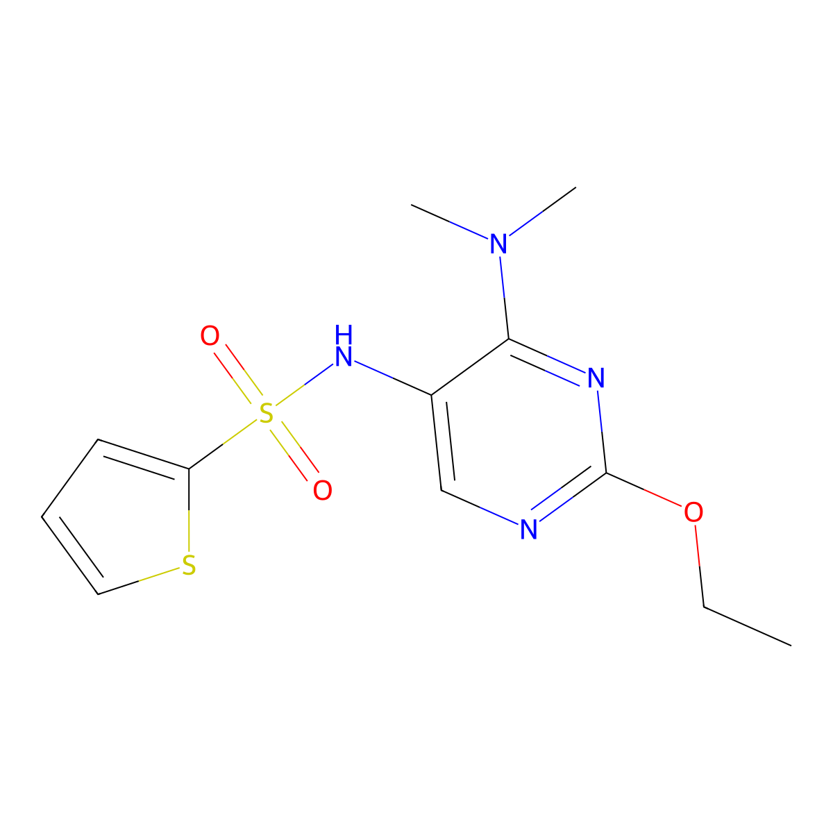 N-(4-(dimethylamino)-2-ethoxypyrimidin-5-yl)thiophene-2-sulfonamide molecular structure, CAS 1795415-91-6