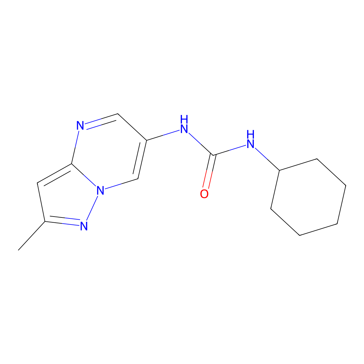 1-Cyclohexyl-3-{2-methylpyrazolo[1,5-a]pyrimidin-6-yl}urea molecular structure, CAS 1795416-02-2