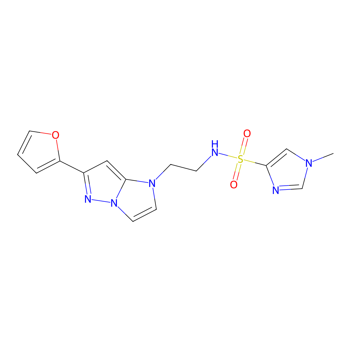 N-(2-(6-(furan-2-yl)-1H-imidazo[1,2-b]pyrazol-1-yl)ethyl)-1-methyl-1H-imidazole-4-sulfonamide molecular structure, CAS 1795416-28-2