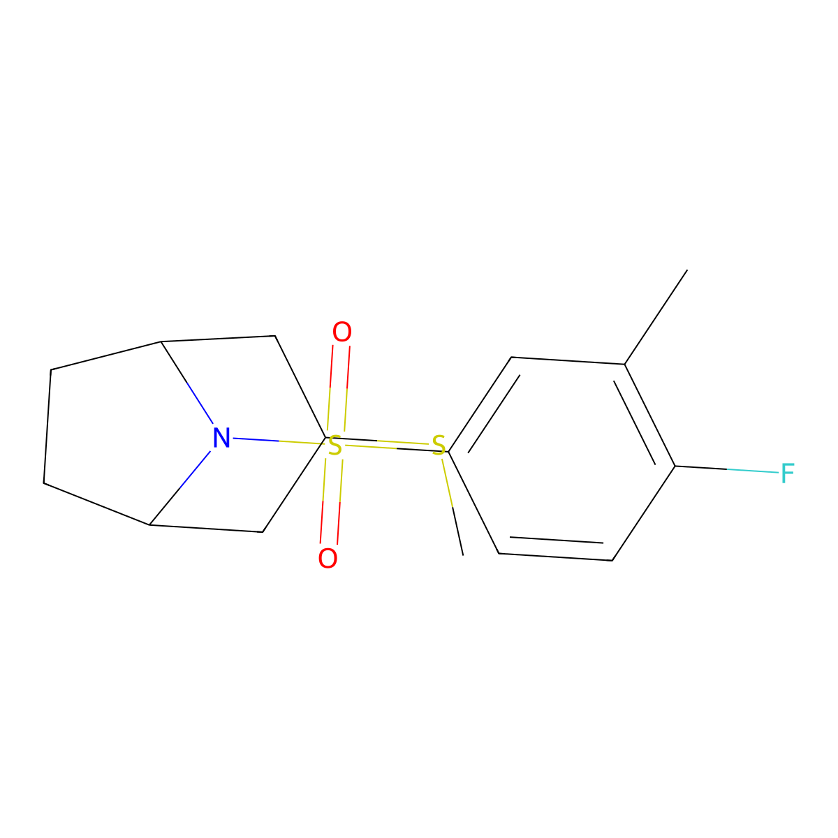 (1R,5S)-8-((4-fluoro-3-methylphenyl)sulfonyl)-3-(methylthio)-8-azabicyclo[3.2.1]octane molecular structure, CAS 1795416-43-1