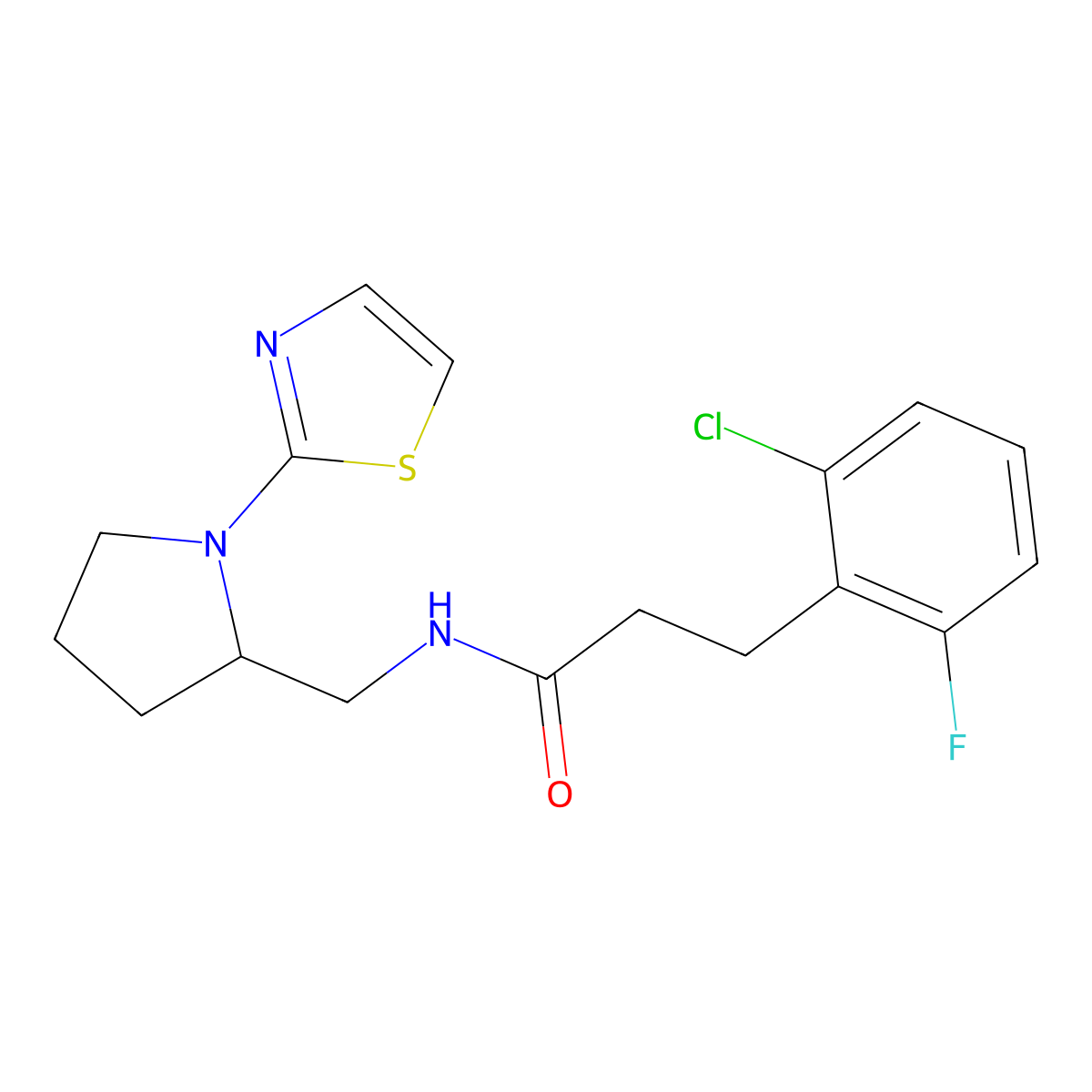 3-(2-chloro-6-fluorophenyl)-N-((1-(thiazol-2-yl)pyrrolidin-2-yl)methyl)propanamide molecular structure, CAS 1795416-79-3