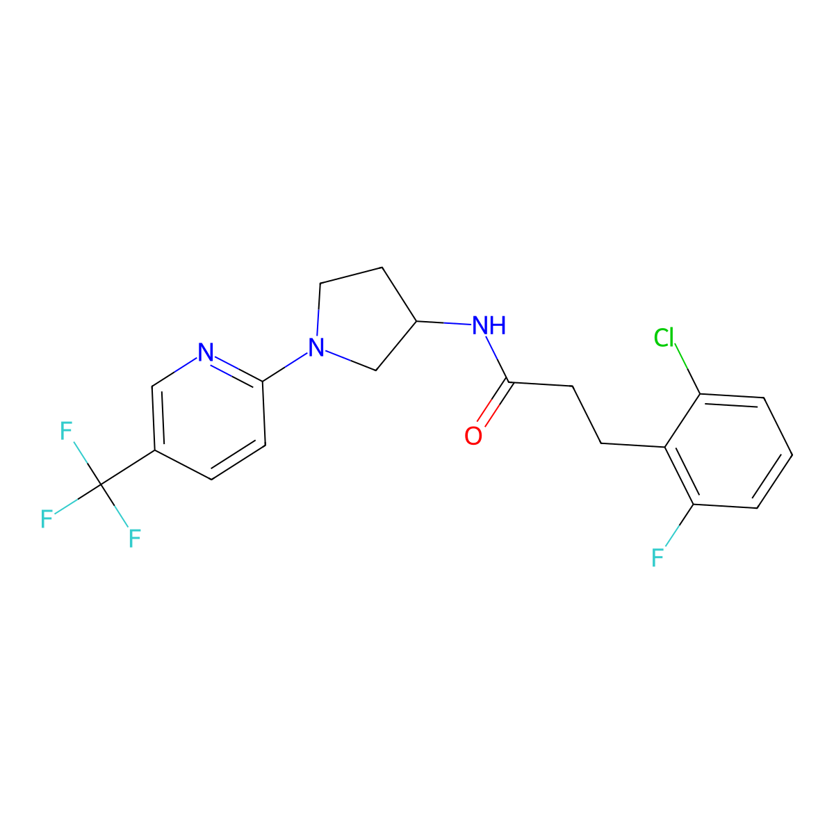 3-(2-chloro-6-fluorophenyl)-N-(1-(5-(trifluoromethyl)pyridin-2-yl)pyrrolidin-3-yl)propanamide molecular structure, CAS 1795417-06-9