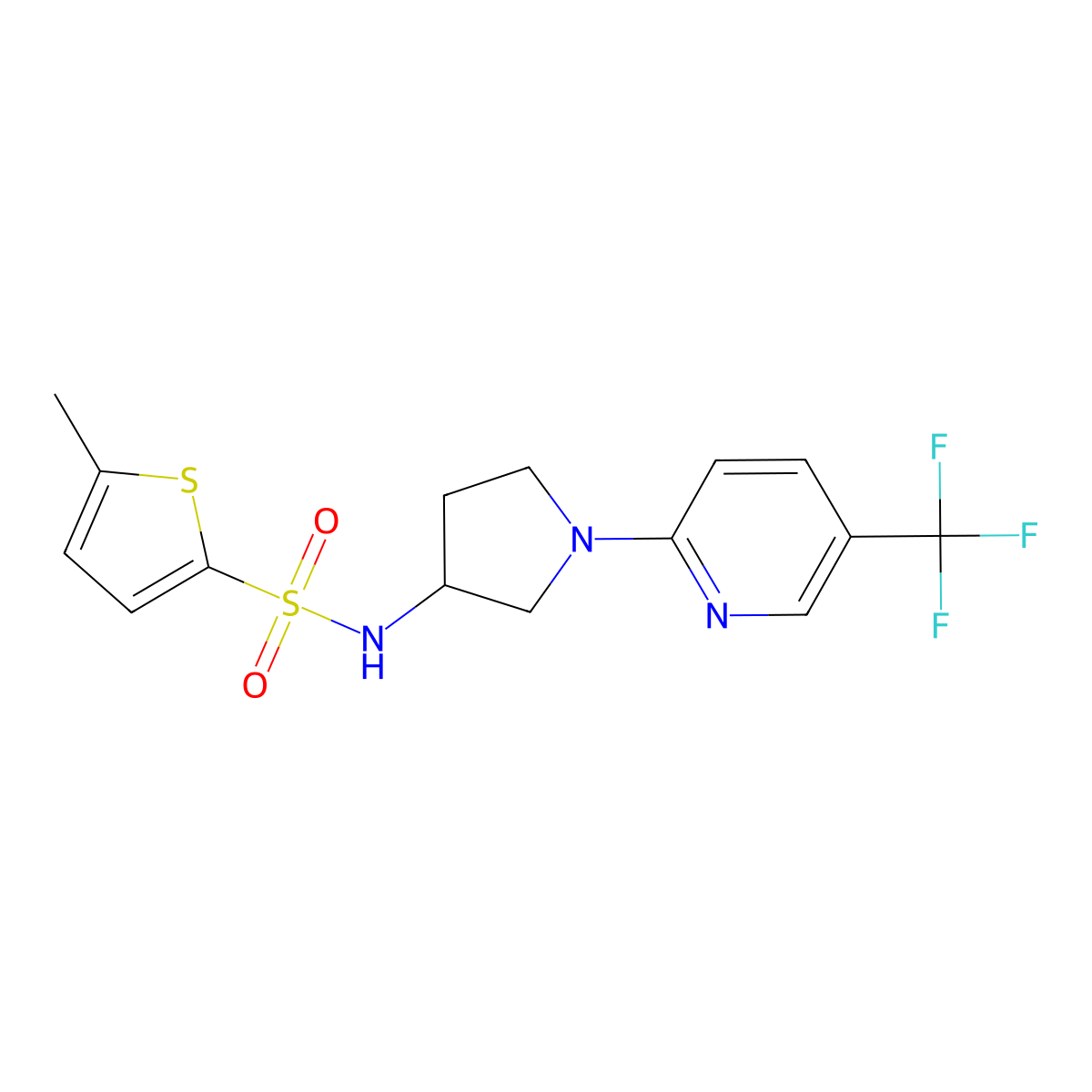 5-methyl-N-{1-[5-(trifluoromethyl)pyridin-2-yl]pyrrolidin-3-yl}thiophene-2-sulfonamide molecular structure, CAS 1795417-08-1