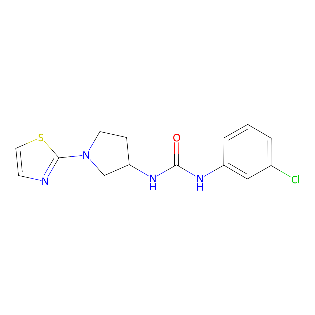 1-(3-Chlorophenyl)-3-(1-(thiazol-2-yl)pyrrolidin-3-yl)urea molecular structure, CAS 1795417-25-2