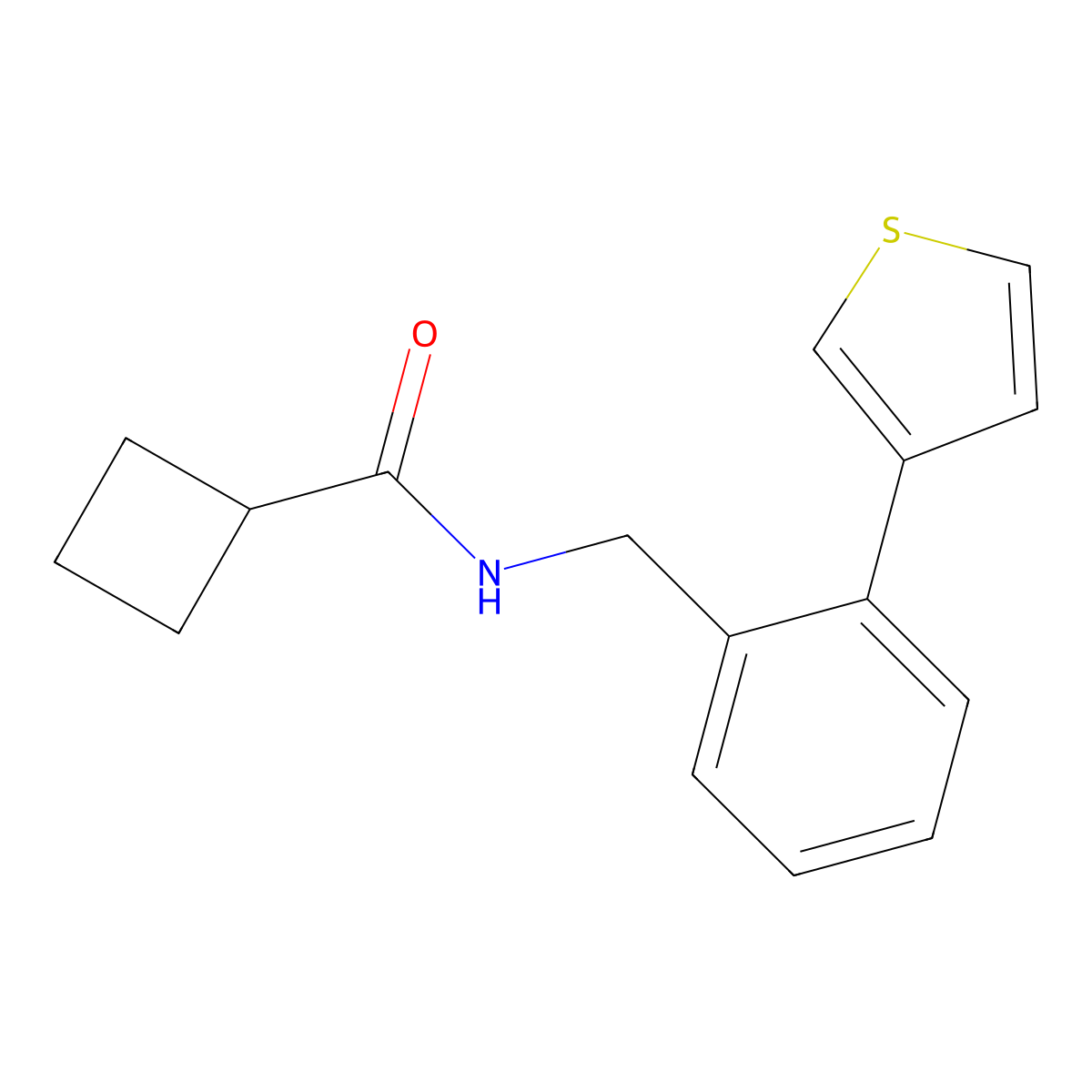N-(2-(thiophen-3-yl)benzyl)cyclobutanecarboxamide molecular structure, CAS 1795417-37-6