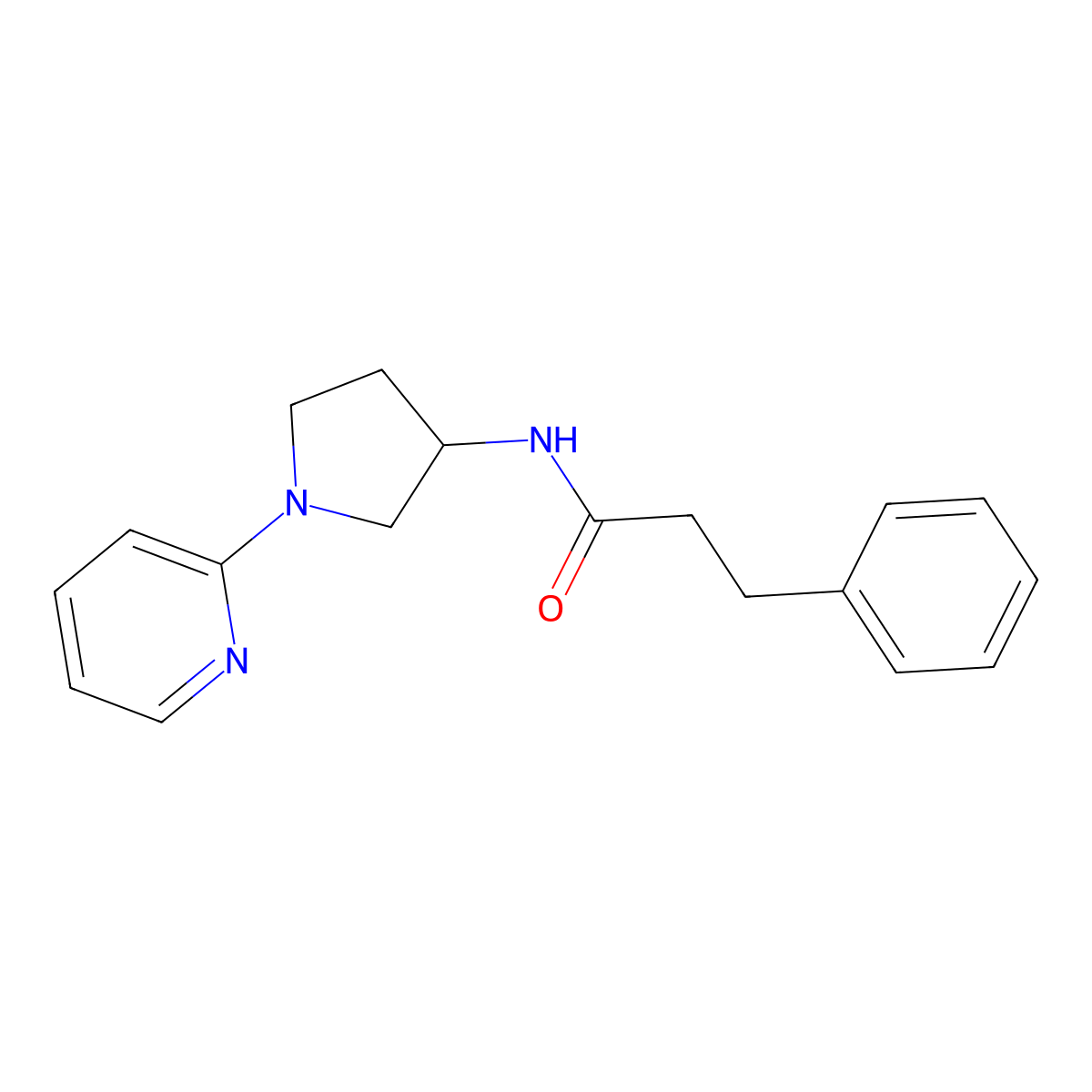 3-phenyl-N-[1-(pyridin-2-yl)pyrrolidin-3-yl]propanamide molecular structure, CAS 1795417-48-9