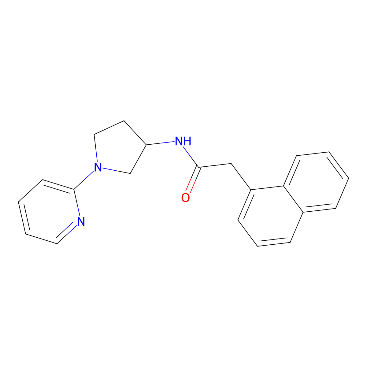 2-(naphthalen-1-yl)-N-[1-(pyridin-2-yl)pyrrolidin-3-yl]acetamide molecular structure, CAS 1795417-84-3