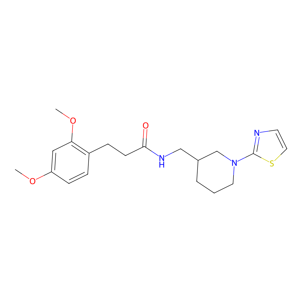 3-(2,4-dimethoxyphenyl)-N-((1-(thiazol-2-yl)piperidin-3-yl)methyl)propanamide molecular structure, CAS 1795418-40-4