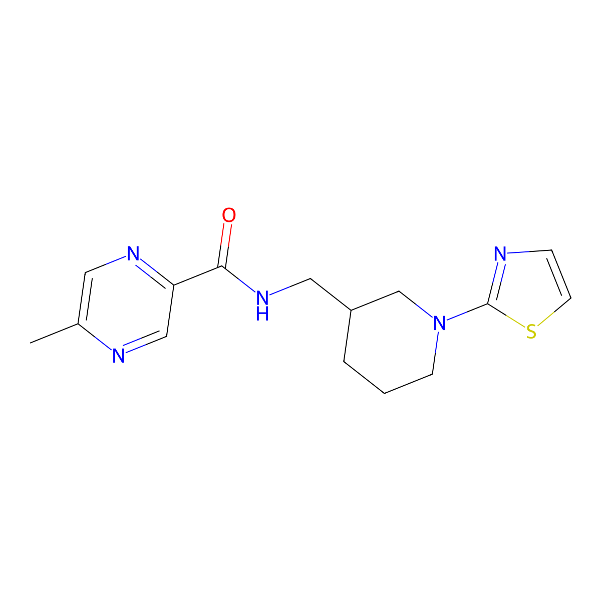 5-methyl-N-((1-(thiazol-2-yl)piperidin-3-yl)methyl)pyrazine-2-carboxamide molecular structure, CAS 1795418-58-4