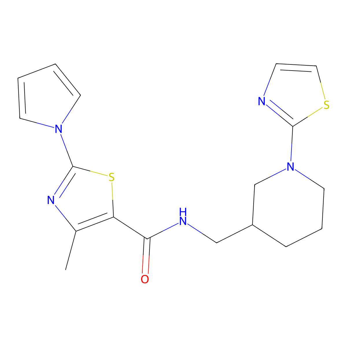 4-methyl-2-(1H-pyrrol-1-yl)-N-((1-(thiazol-2-yl)piperidin-3-yl)methyl)thiazole-5-carboxamide molecular structure, CAS 1795418-64-2
