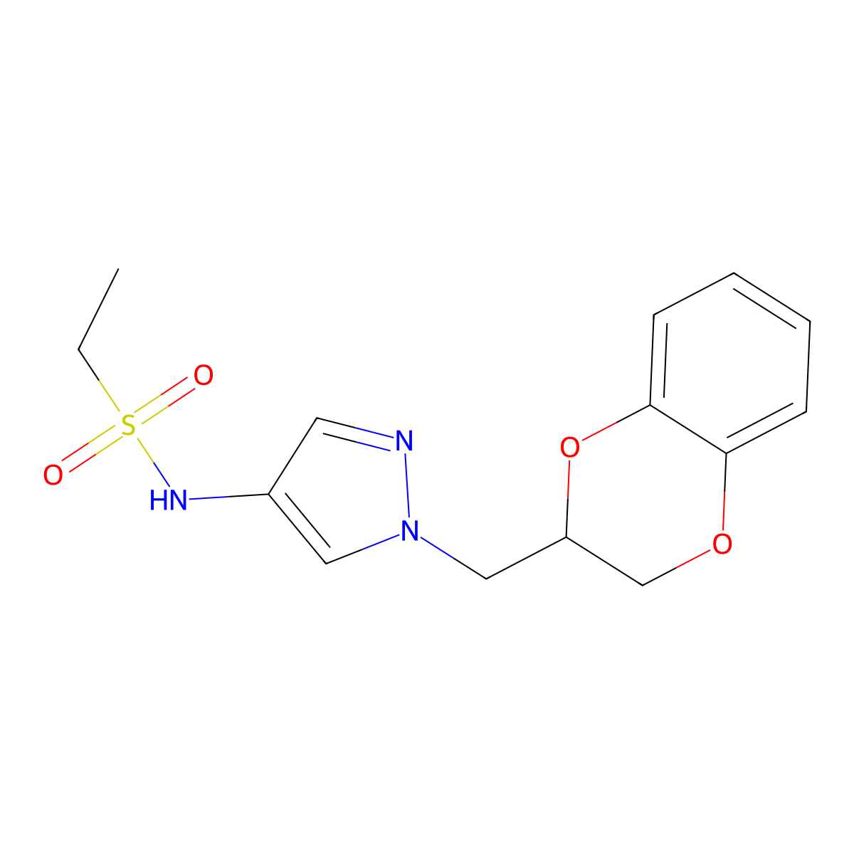 N-(1-((2,3-dihydrobenzo[b][1,4]dioxin-2-yl)methyl)-1H-pyrazol-4-yl)ethanesulfonamide molecular structure, CAS 1795419-03-2