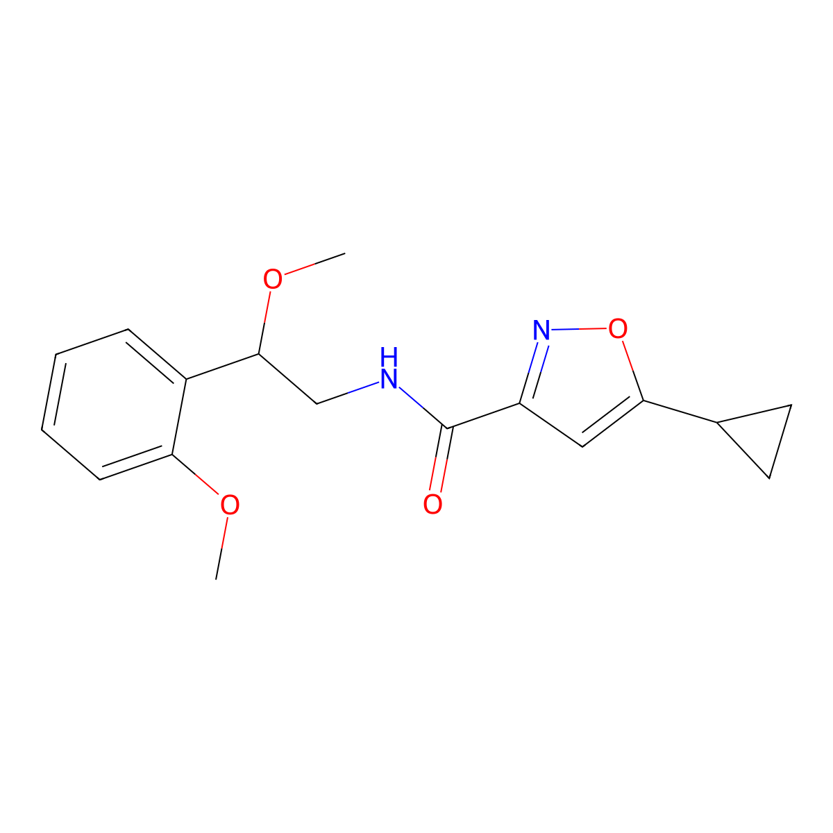 5-cyclopropyl-N-(2-methoxy-2-(2-methoxyphenyl)ethyl)isoxazole-3-carboxamide molecular structure, CAS 1795419-30-5