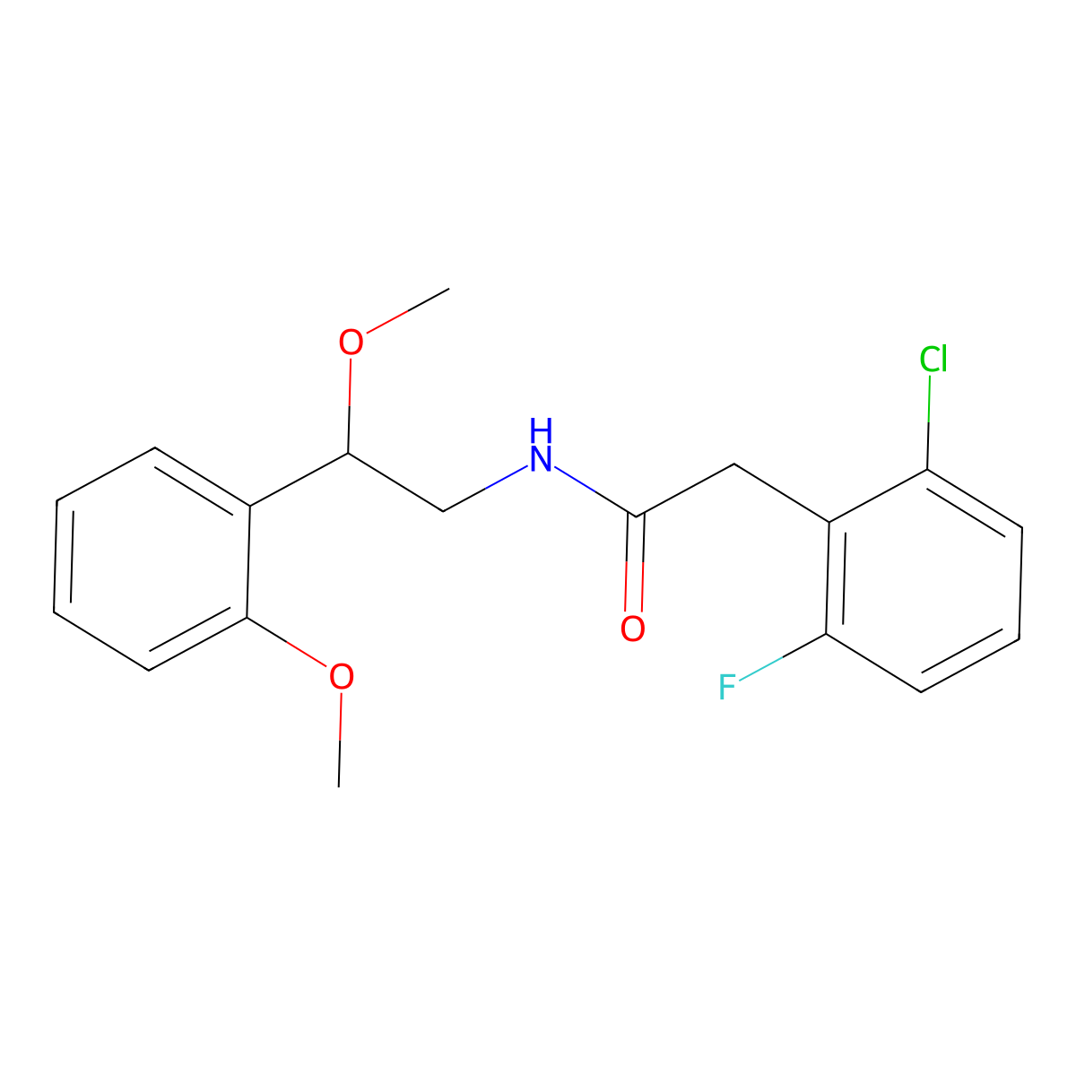 2-(2-chloro-6-fluorophenyl)-N-[2-methoxy-2-(2-methoxyphenyl)ethyl]acetamide molecular structure, CAS 1795419-42-9