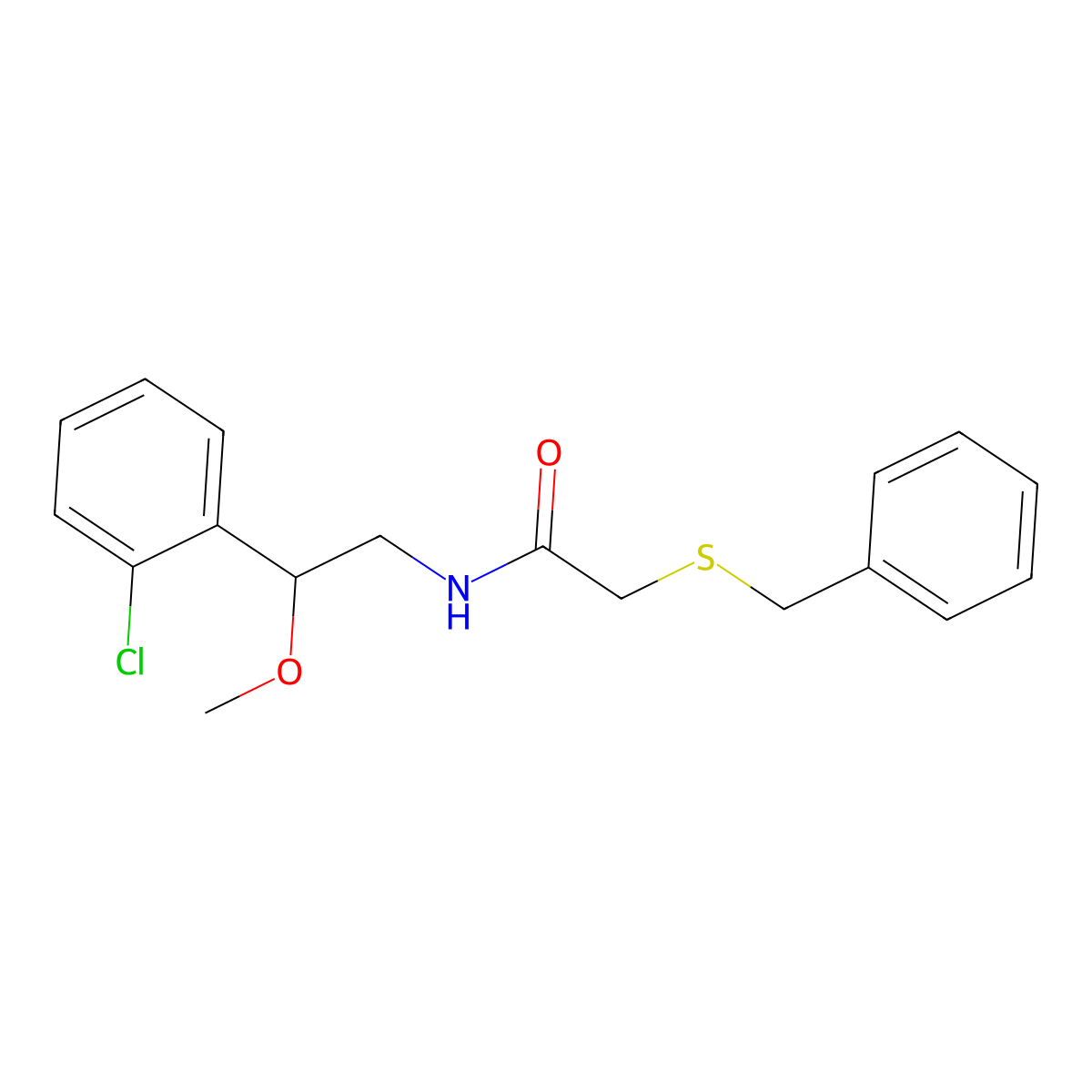 2-(benzylthio)-N-(2-(2-chlorophenyl)-2-methoxyethyl)acetamide molecular structure, CAS 1795420-08-4