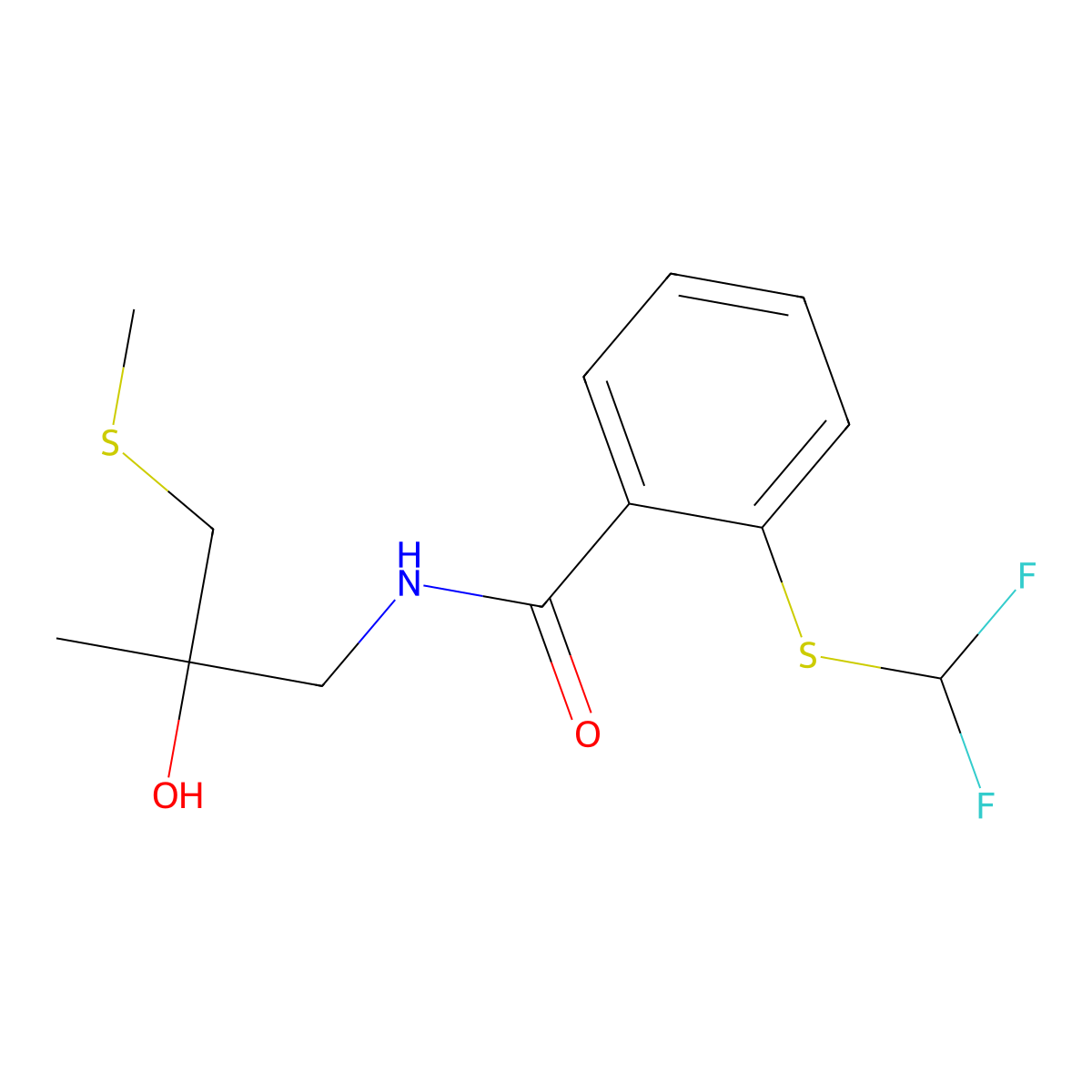 2-((difluoromethyl)thio)-N-(2-hydroxy-2-methyl-3-(methylthio)propyl)benzamide molecular structure, CAS 1795420-32-4
