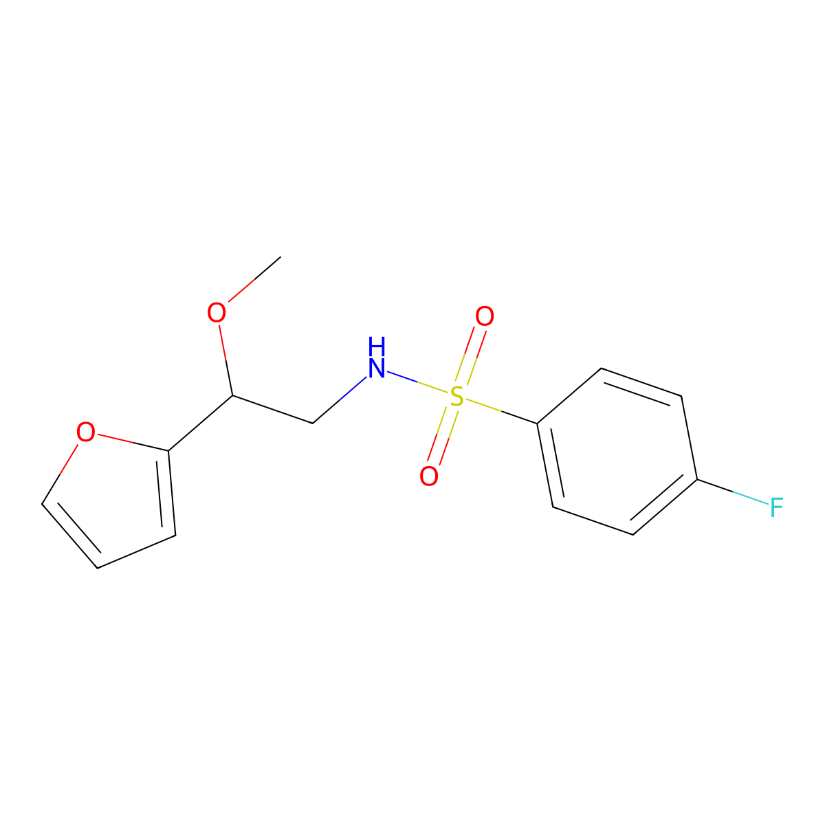 4-fluoro-N-(2-(furan-2-yl)-2-methoxyethyl)benzenesulfonamide molecular structure, CAS 1795420-38-0