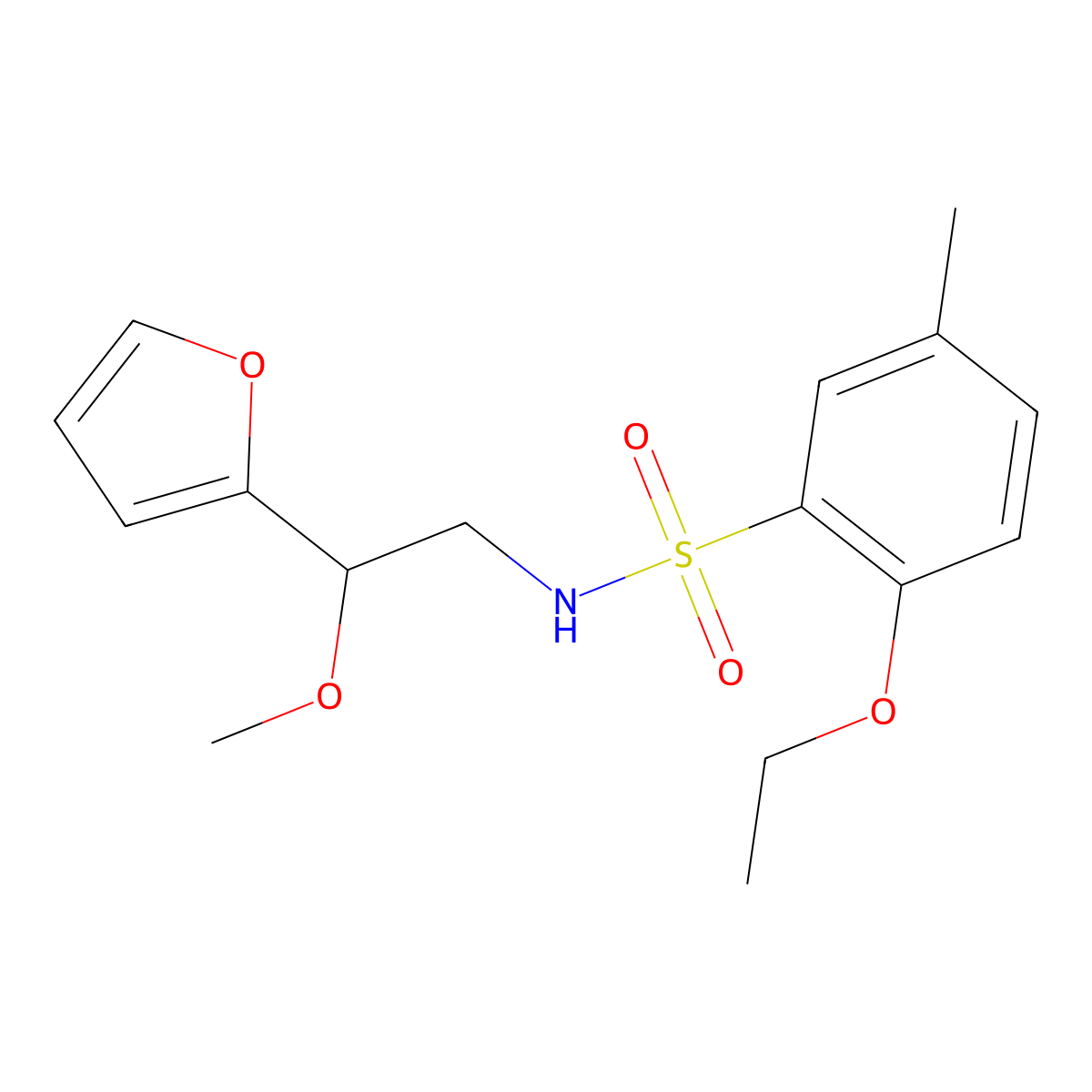 2-ethoxy-N-(2-(furan-2-yl)-2-methoxyethyl)-5-methylbenzenesulfonamide molecular structure, CAS 1795420-44-8