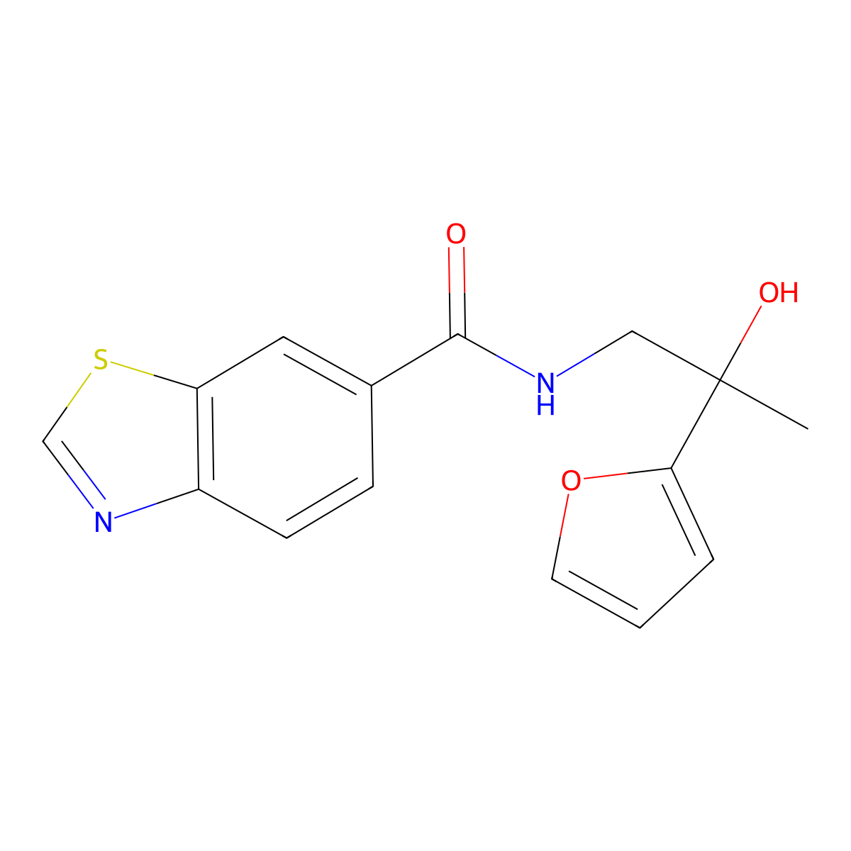 N-(2-(furan-2-yl)-2-hydroxypropyl)benzo[d]thiazole-6-carboxamide molecular structure, CAS 1795420-46-0