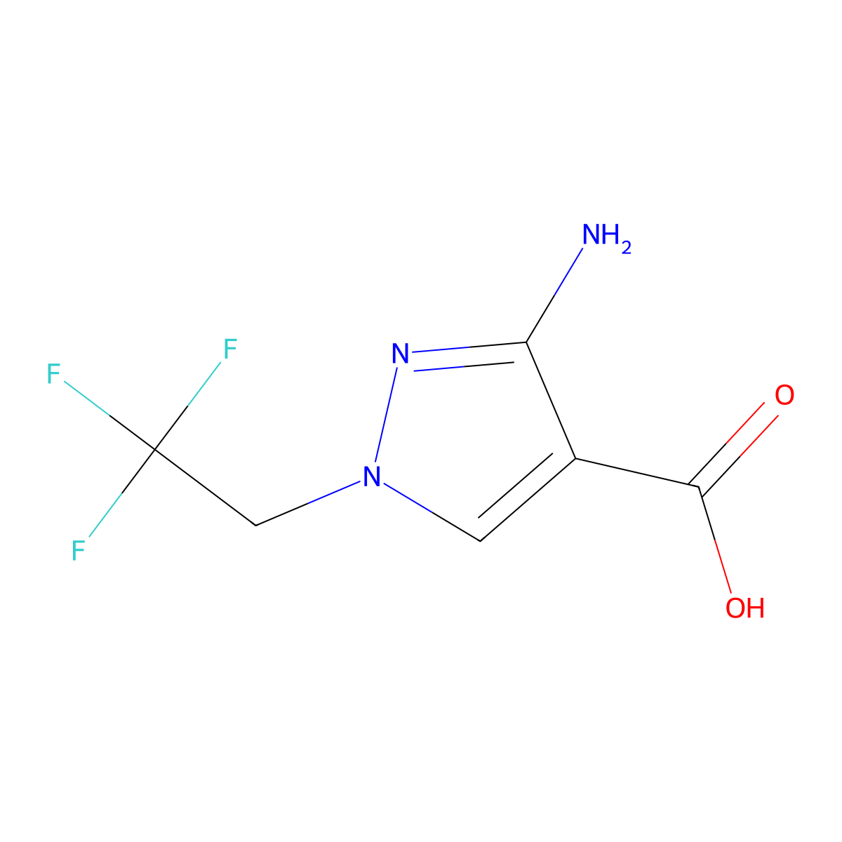 3-Amino-1-(2,2,2-trifluoroethyl)-1H-pyrazole-4-carboxylic acid molecular structure, CAS 1795420-51-7