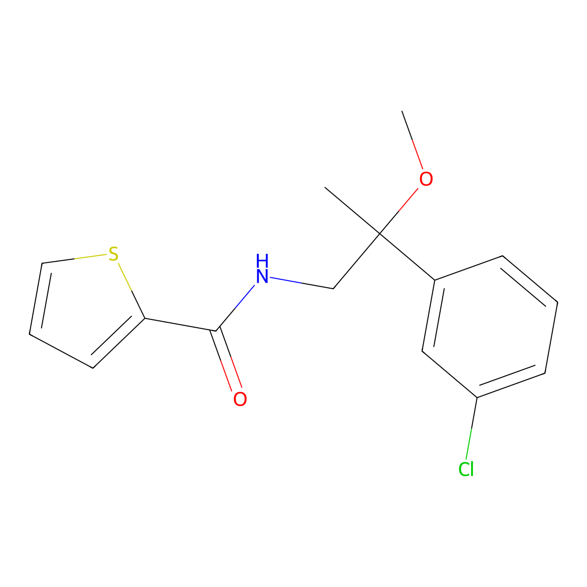 N-[2-(3-chlorophenyl)-2-methoxypropyl]thiophene-2-carboxamide molecular structure, CAS 1795420-59-5