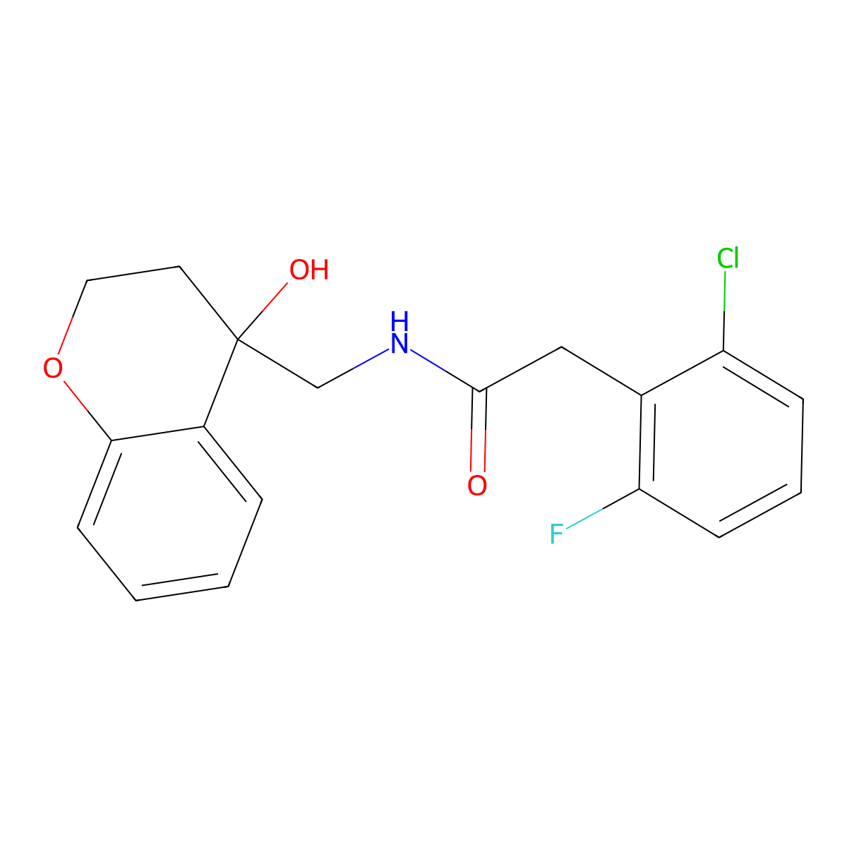 2-(2-chloro-6-fluorophenyl)-N-((4-hydroxychroman-4-yl)methyl)acetamide molecular structure, CAS 1795420-64-2