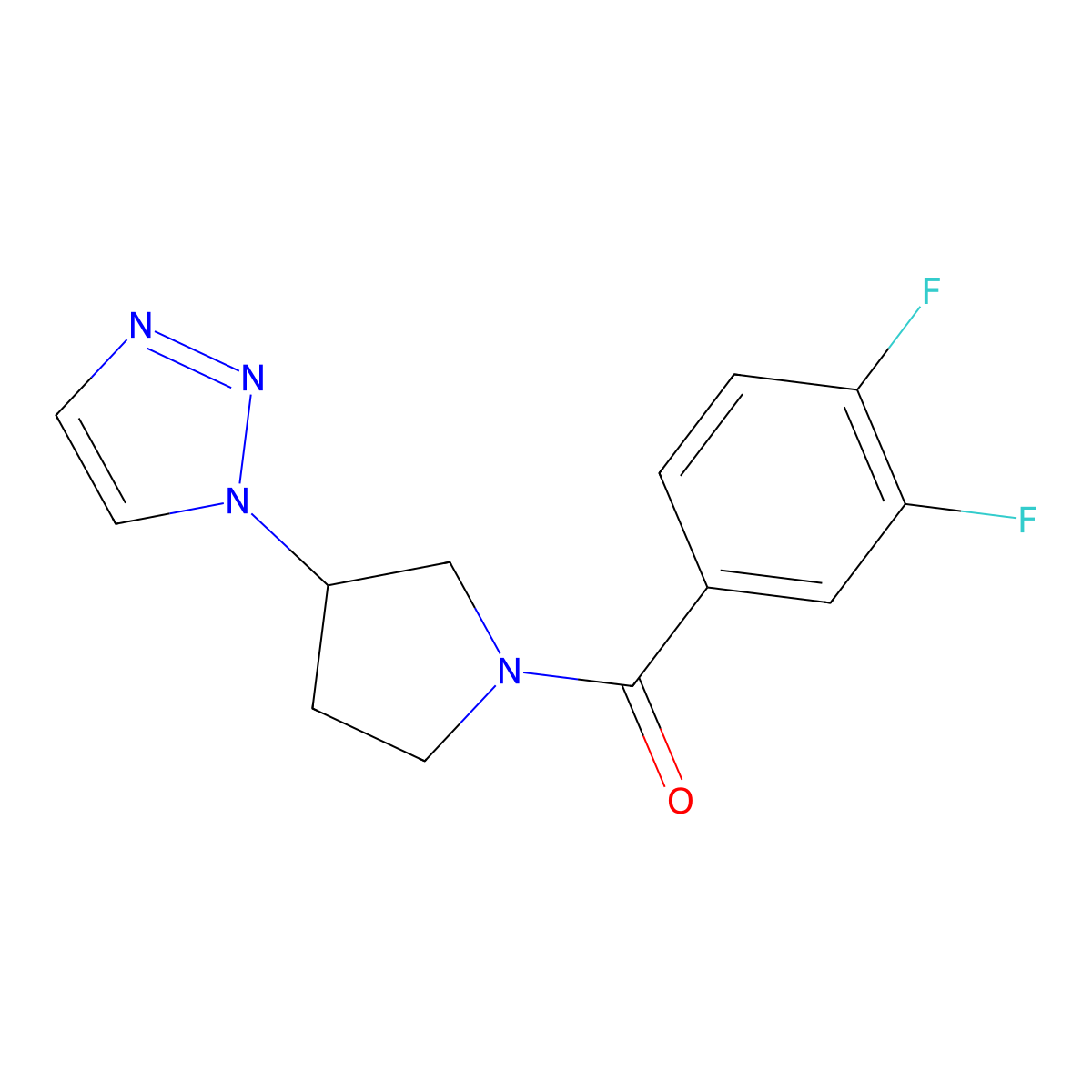 (3-(1H-1,2,3-triazol-1-yl)pyrrolidin-1-yl)(3,4-difluorophenyl)methanone molecular structure, CAS 1795421-00-9
