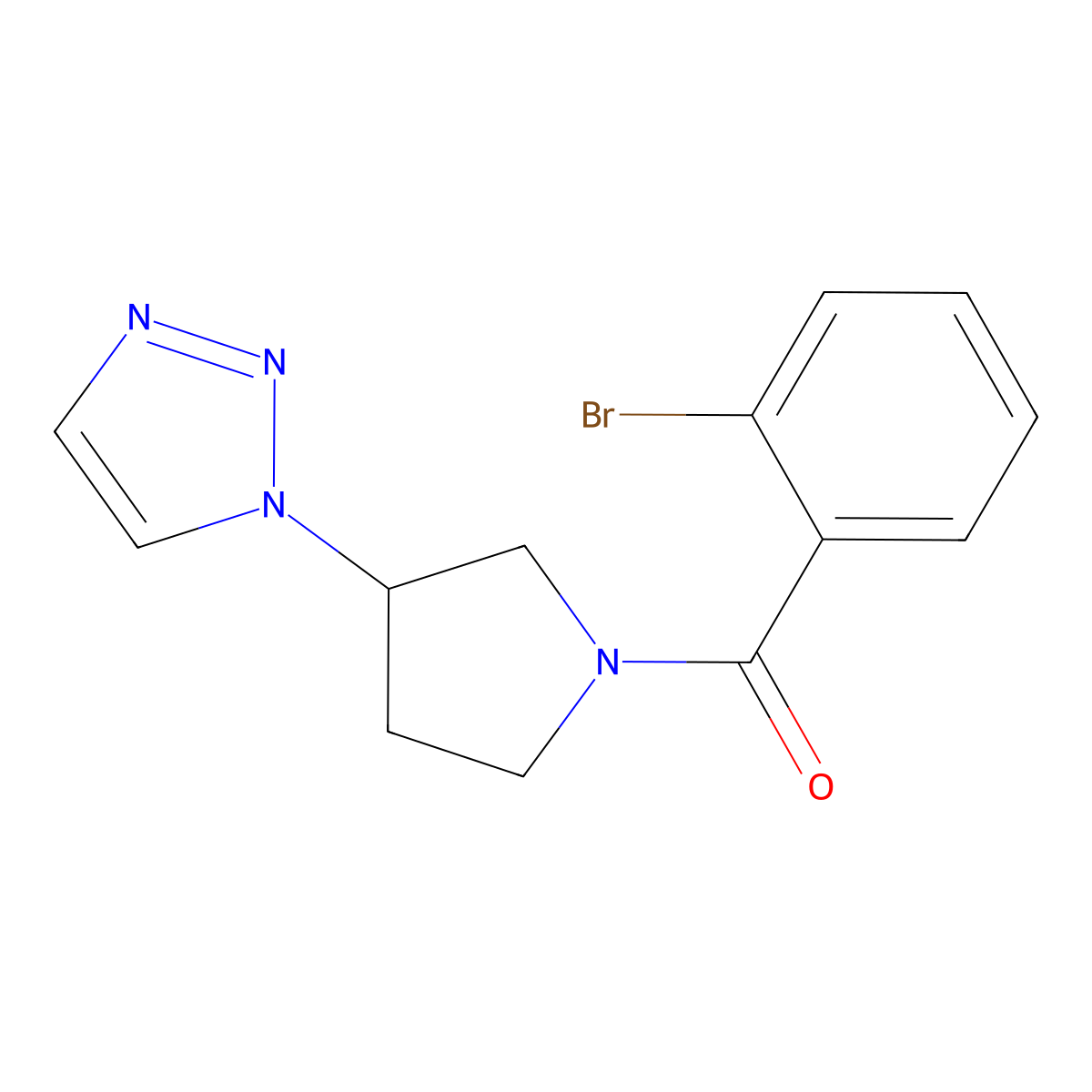 (3-(1H-1,2,3-triazol-1-yl)pyrrolidin-1-yl)(2-bromophenyl)methanone molecular structure, CAS 1795421-29-2