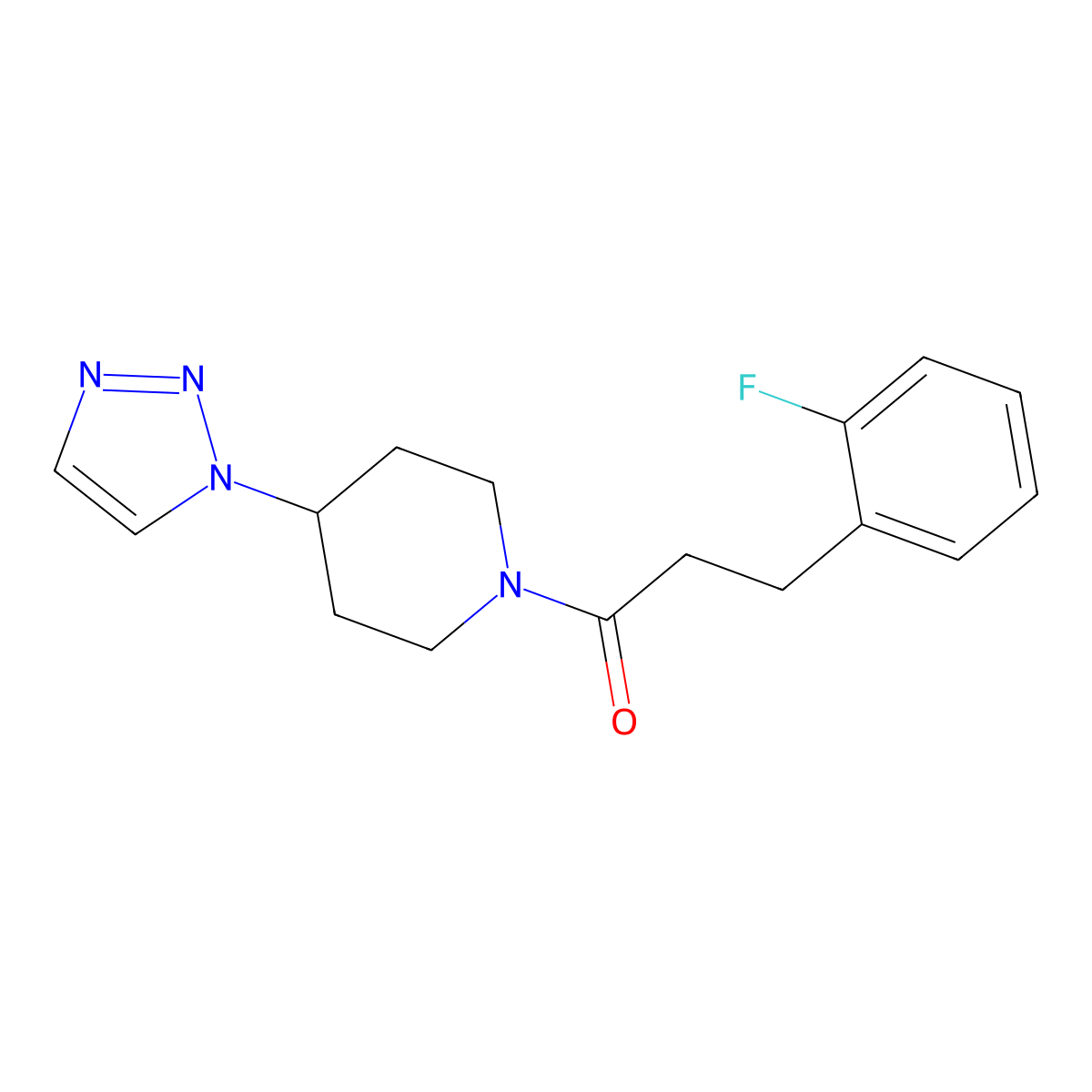 1-(4-(1H-1,2,3-triazol-1-yl)piperidin-1-yl)-3-(2-fluorophenyl)propan-1-one molecular structure, CAS 1795421-56-5