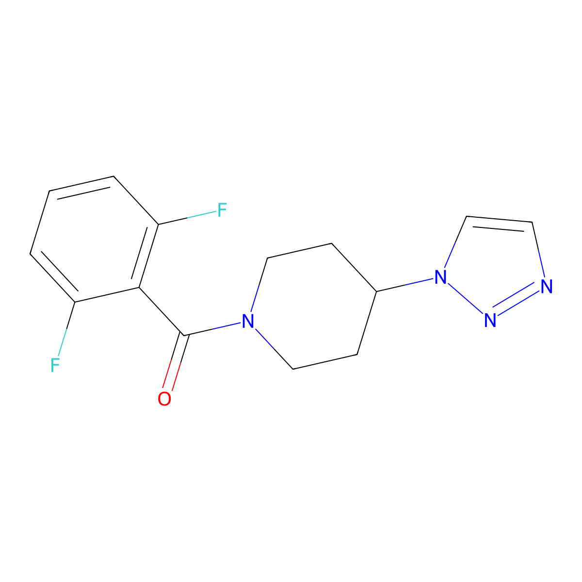 (4-(1H-1,2,3-triazol-1-yl)piperidin-1-yl)(2,6-difluorophenyl)methanone molecular structure, CAS 1795421-67-8