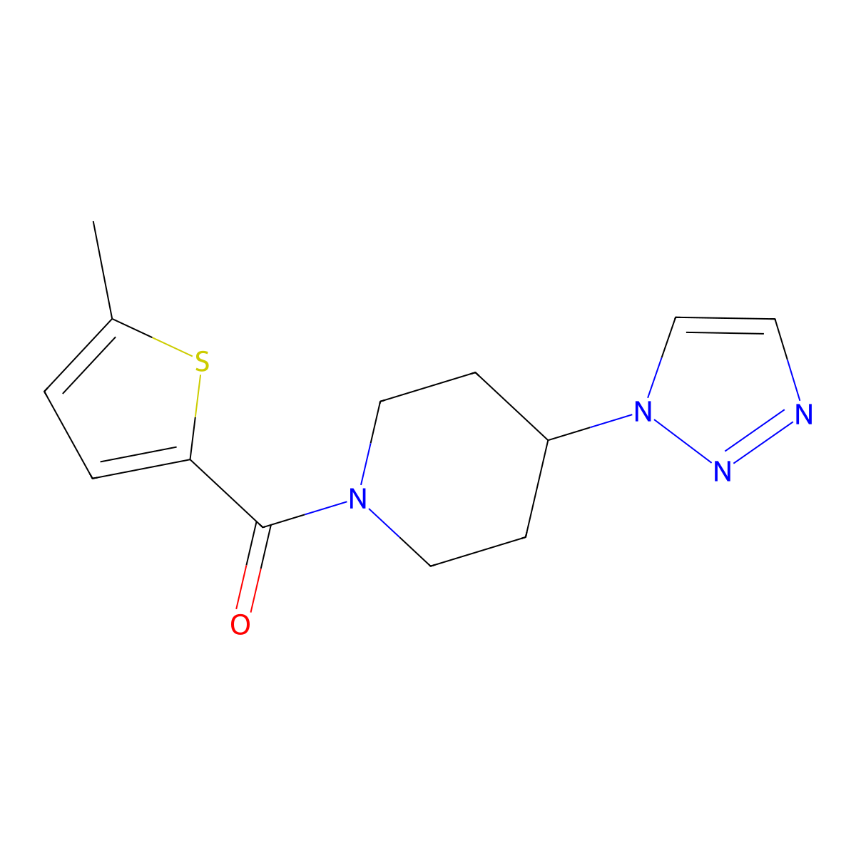 1-(5-methylthiophene-2-carbonyl)-4-(1H-1,2,3-triazol-1-yl)piperidine molecular structure, CAS 1795421-77-0