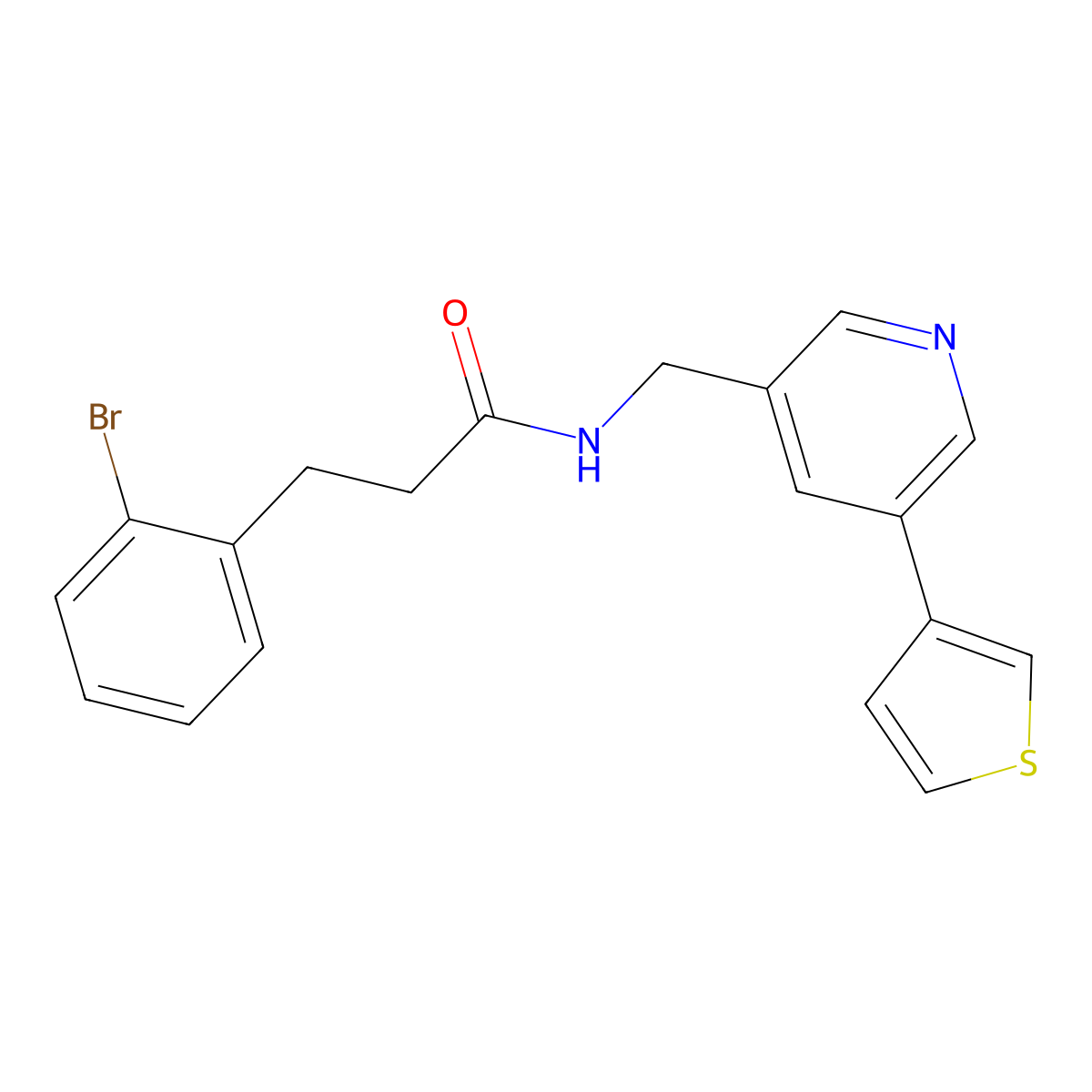3-(2-bromophenyl)-N-((5-(thiophen-3-yl)pyridin-3-yl)methyl)propanamide molecular structure, CAS 1795421-95-2