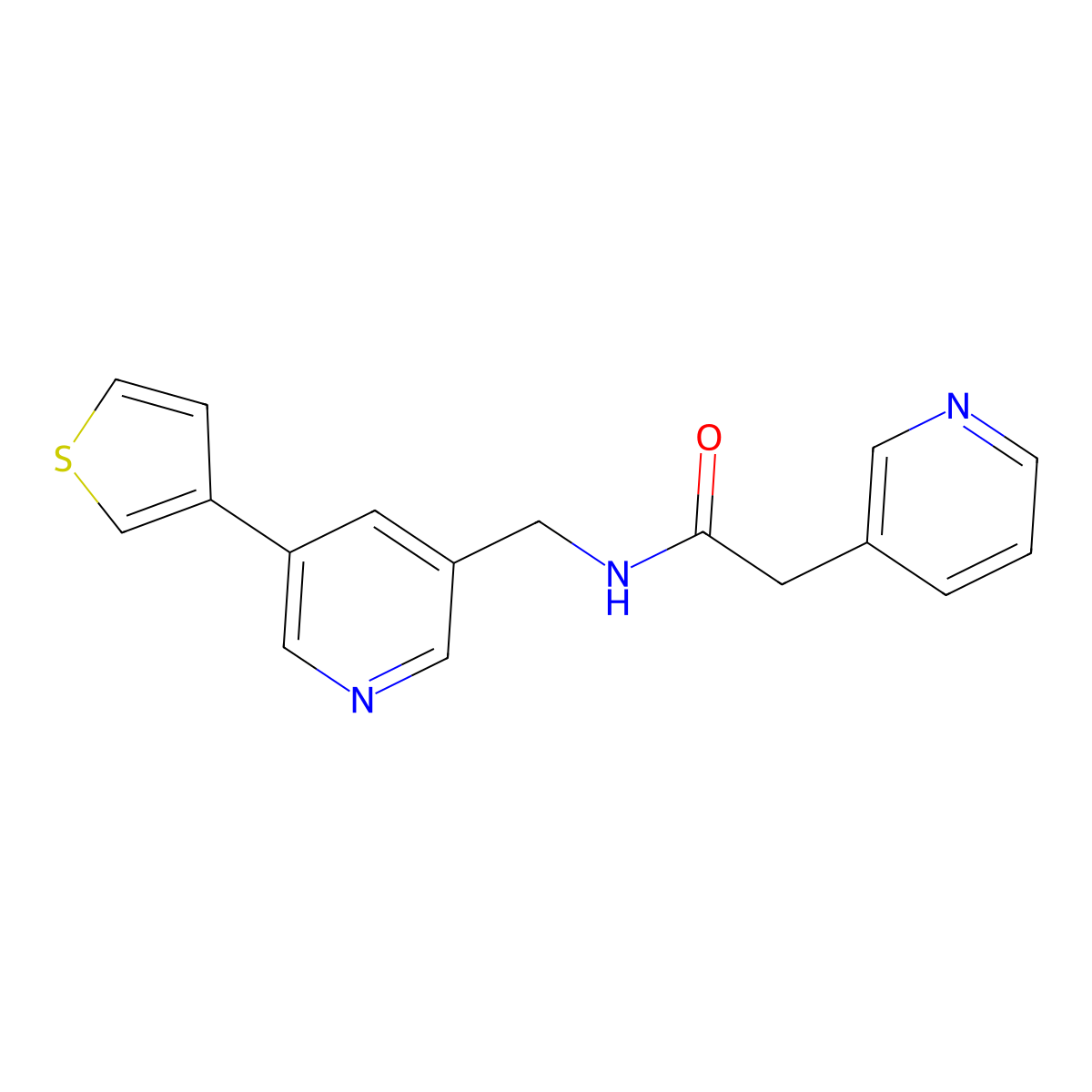 2-(pyridin-3-yl)-N-((5-(thiophen-3-yl)pyridin-3-yl)methyl)acetamide molecular structure, CAS 1795422-26-2