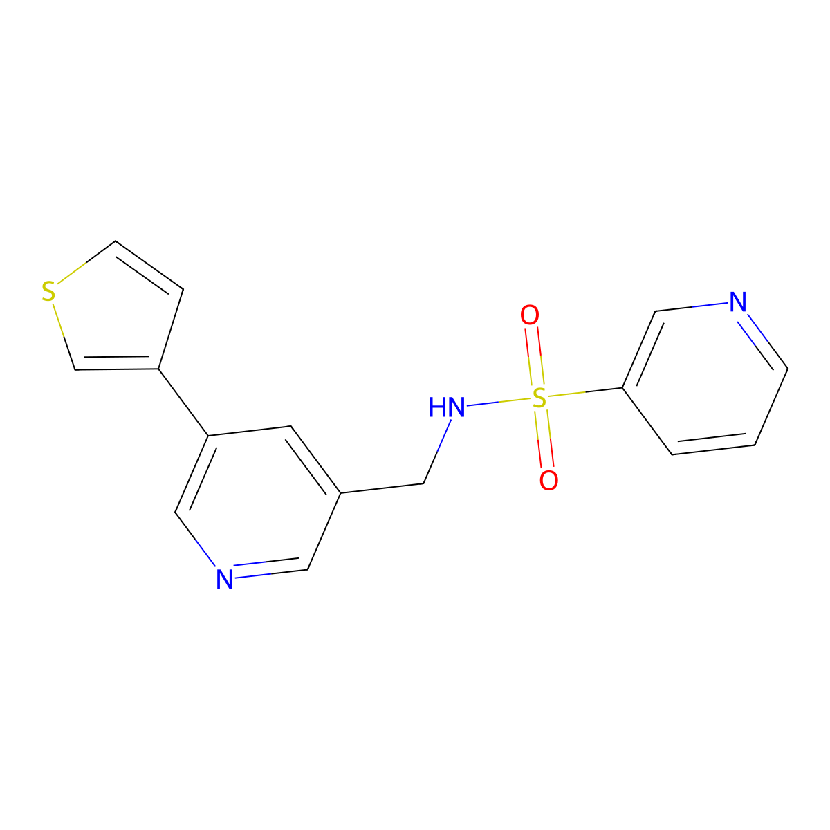 N-((5-(thiophen-3-yl)pyridin-3-yl)methyl)pyridine-3-sulfonamide molecular structure, CAS 1795422-40-0