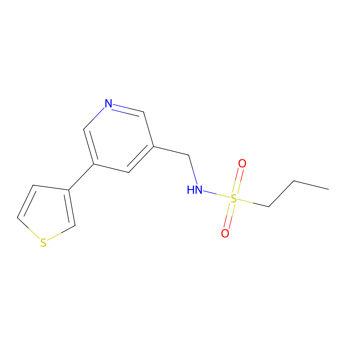 N-((5-(thiophen-3-yl)pyridin-3-yl)methyl)propane-1-sulfonamide molecular structure, CAS 1795422-47-7
