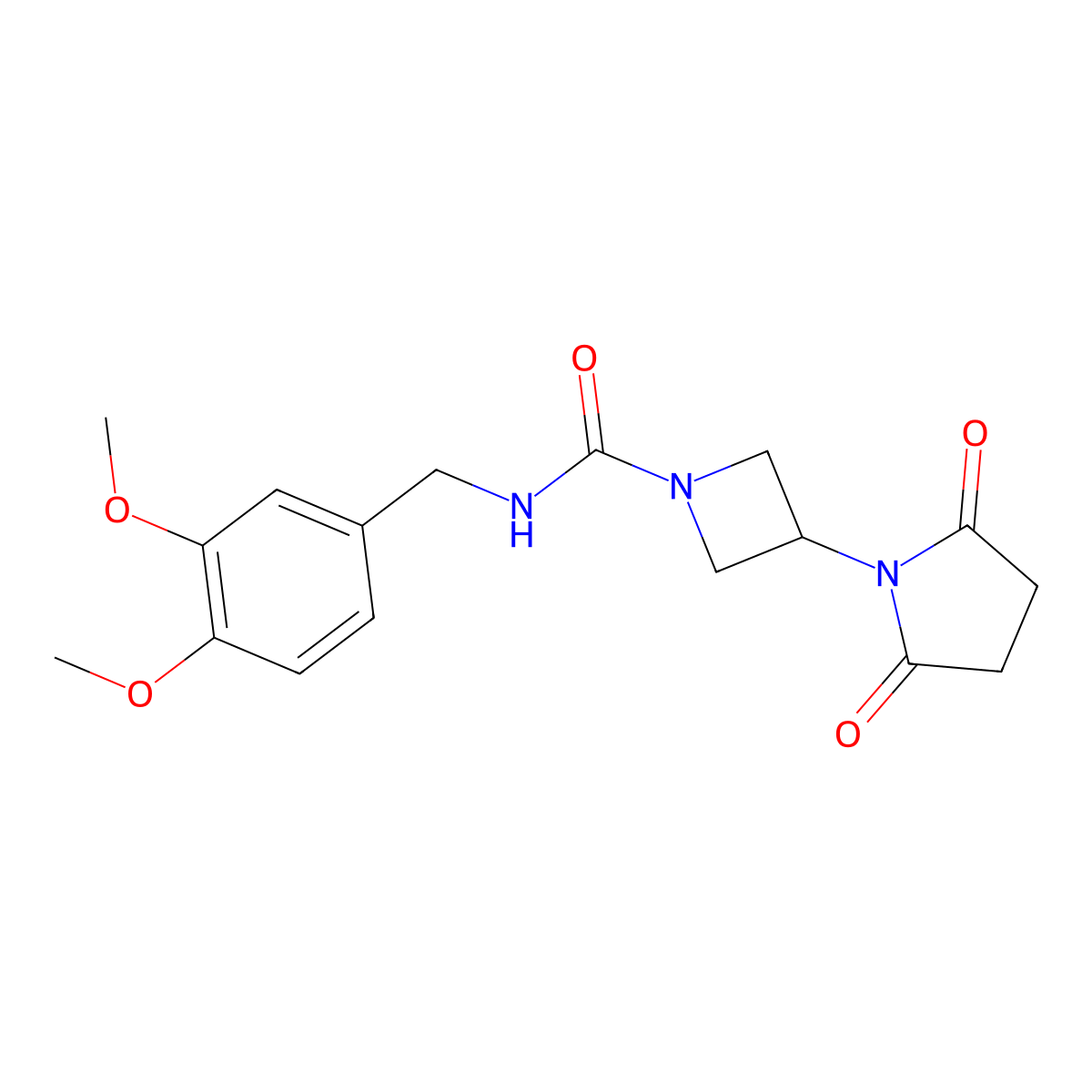 N-(3,4-dimethoxybenzyl)-3-(2,5-dioxopyrrolidin-1-yl)azetidine-1-carboxamide molecular structure, CAS 1795422-60-4