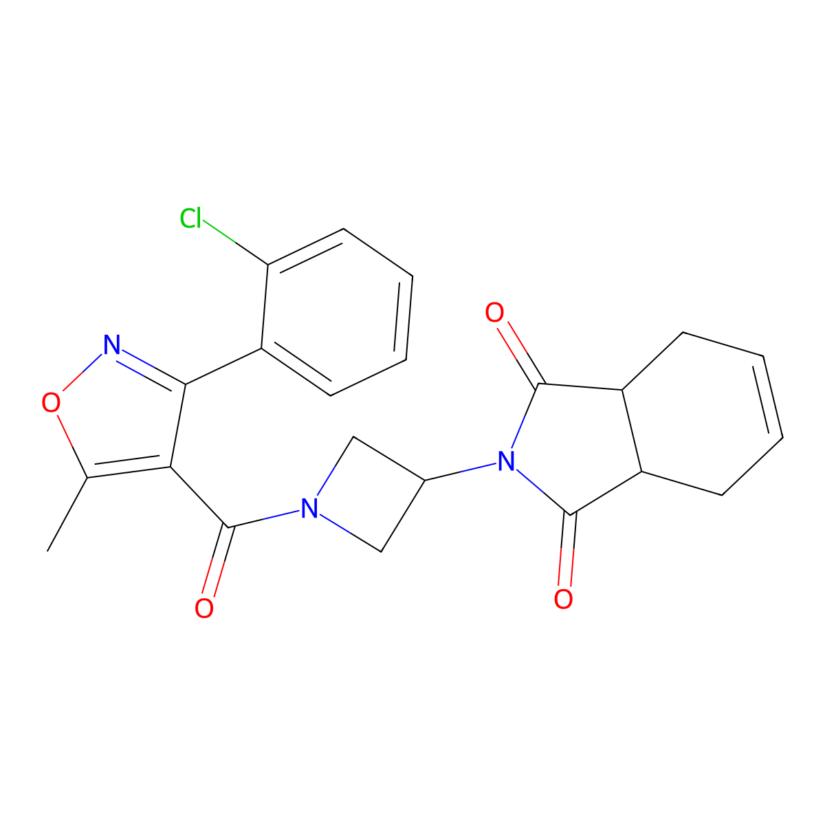 2-(1-(3-(2-chlorophenyl)-5-methylisoxazole-4-carbonyl)azetidin-3-yl)-3a,4,7,7a-tetrahydro-1H-isoindole-1,3(2H)-dione molecular structure, CAS 1795422-75-1