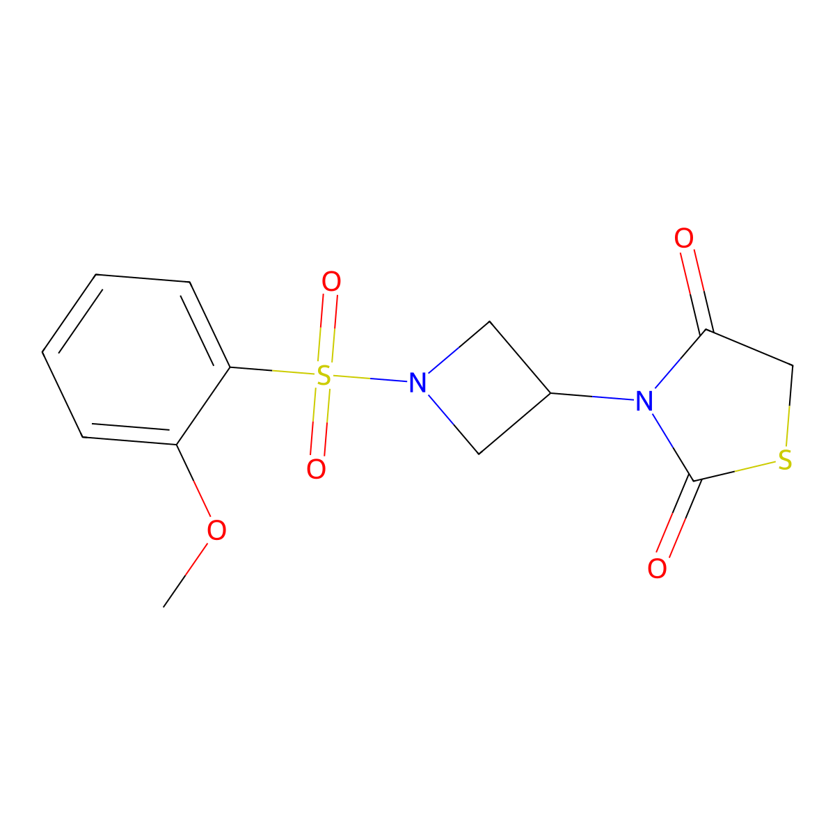 3-(1-((2-Methoxyphenyl)sulfonyl)azetidin-3-yl)thiazolidine-2,4-dione molecular structure, CAS 1795422-99-9