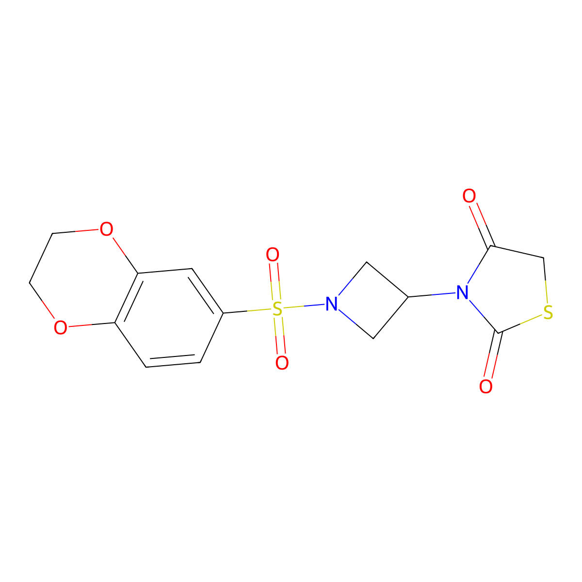 3-(1-((2,3-Dihydrobenzo[b][1,4]dioxin-6-yl)sulfonyl)azetidin-3-yl)thiazolidine-2,4-dione molecular structure, CAS 1795423-08-3