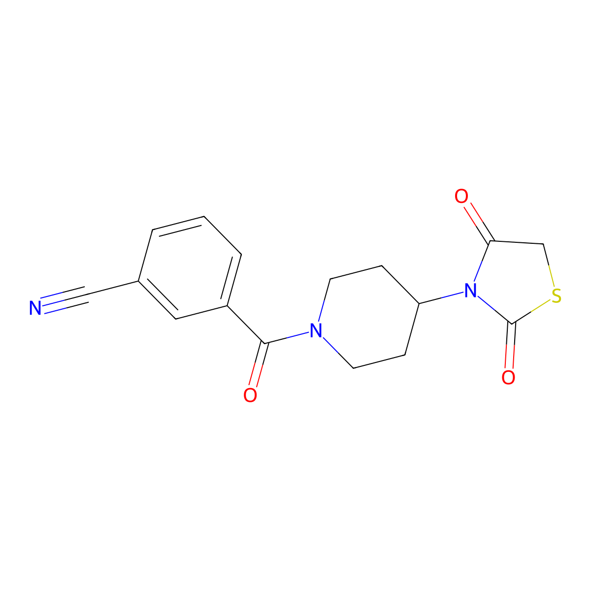 3-(4-(2,4-Dioxothiazolidin-3-yl)piperidine-1-carbonyl)benzonitrile molecular structure, CAS 1795424-04-2