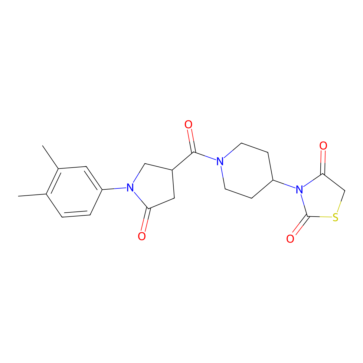 3-(1-(1-(3,4-Dimethylphenyl)-5-oxopyrrolidine-3-carbonyl)piperidin-4-yl)thiazolidine-2,4-dione molecular structure, CAS 1795424-13-3