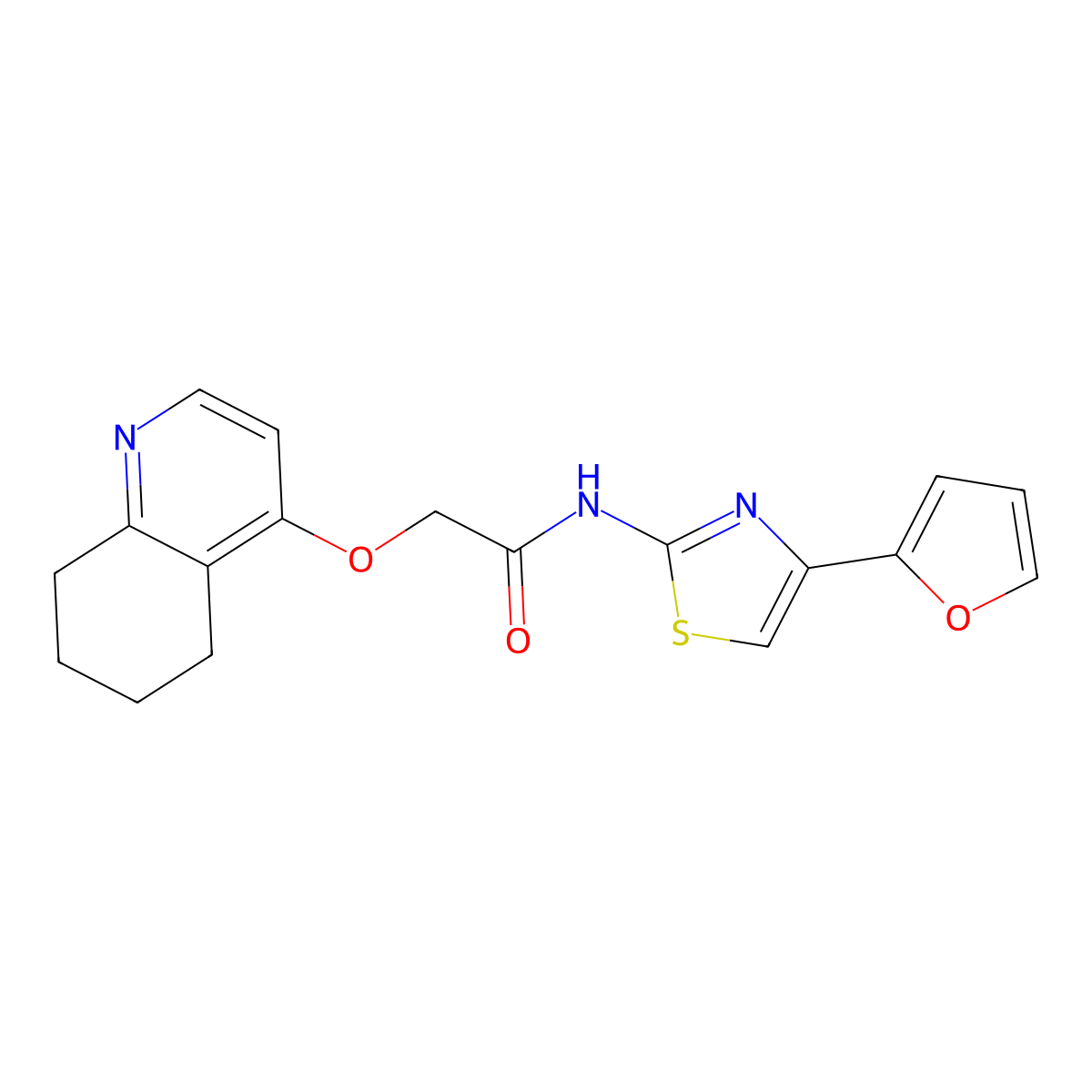 N-(4-(furan-2-yl)thiazol-2-yl)-2-((5,6,7,8-tetrahydroquinolin-4-yl)oxy)acetamide molecular structure, CAS 1795424-22-4