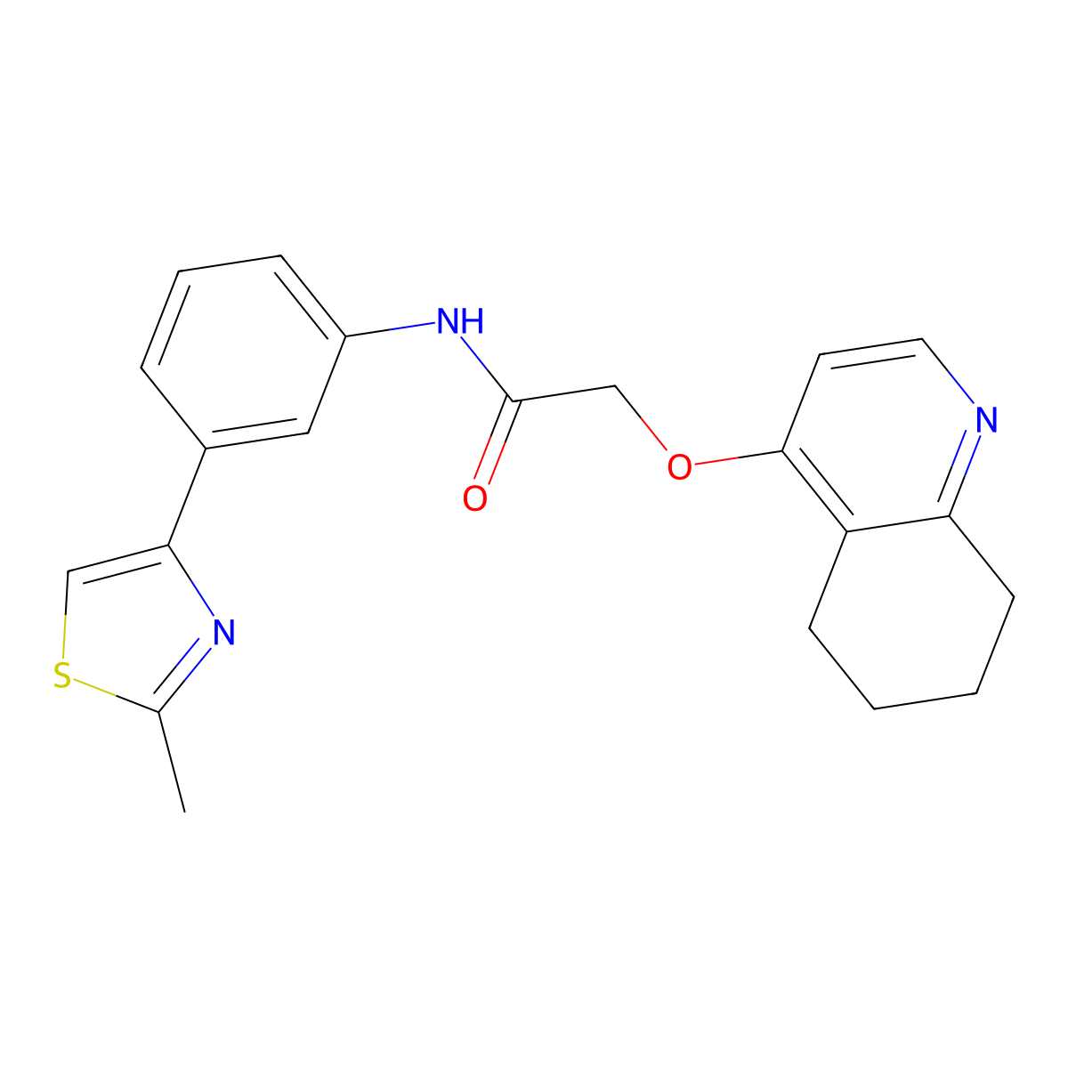 N-(3-(2-methylthiazol-4-yl)phenyl)-2-((5,6,7,8-tetrahydroquinolin-4-yl)oxy)acetamide molecular structure, CAS 1795424-29-1