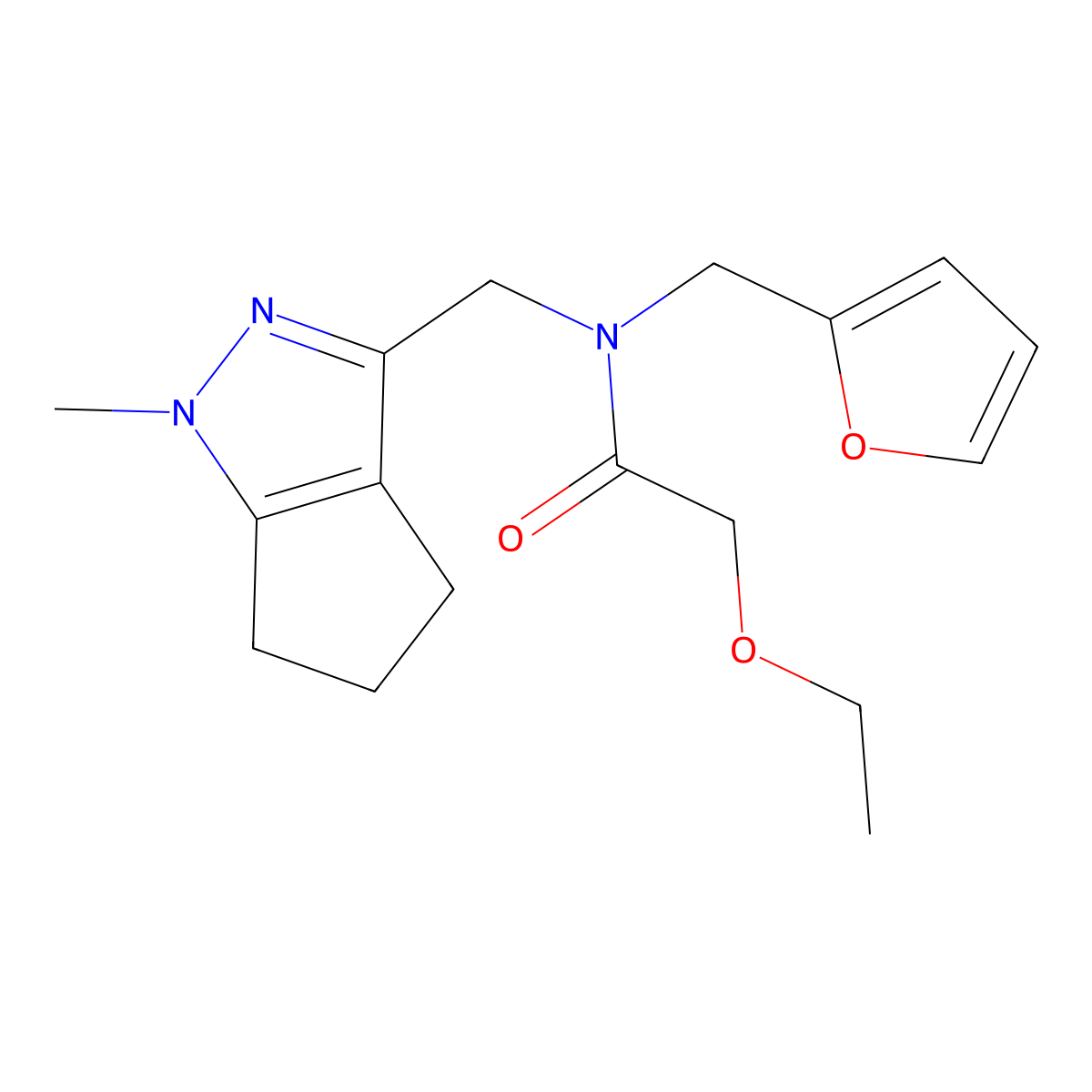 2-ethoxy-N-(furan-2-ylmethyl)-N-((1-methyl-1,4,5,6-tetrahydrocyclopenta[c]pyrazol-3-yl)methyl)acetamide molecular structure, CAS 1795424-73-5