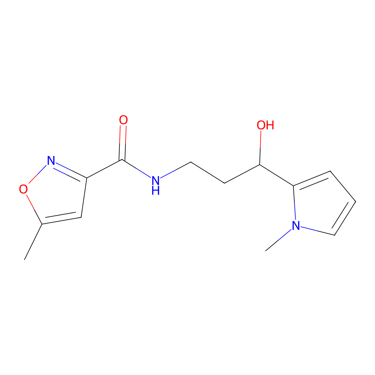 N-(3-hydroxy-3-(1-methyl-1H-pyrrol-2-yl)propyl)-5-methylisoxazole-3-carboxamide molecular structure, CAS 1795424-87-1