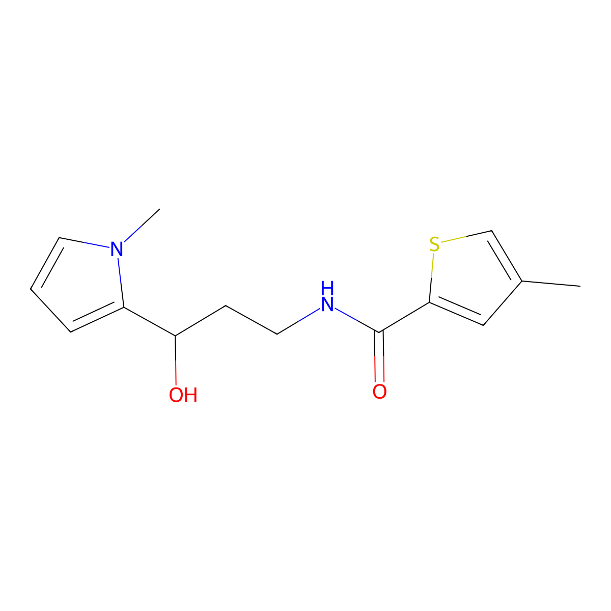 N-[3-hydroxy-3-(1-methyl-1H-pyrrol-2-yl)propyl]-4-methylthiophene-2-carboxamide molecular structure, CAS 1795424-95-1