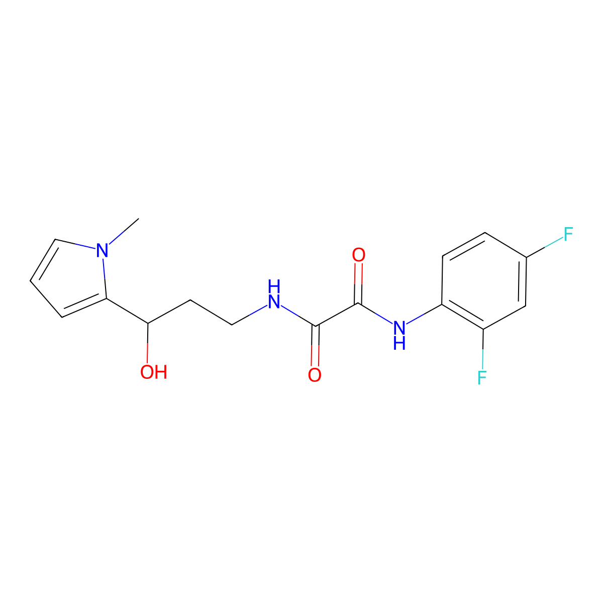 N1-(2,4-difluorophenyl)-N2-(3-hydroxy-3-(1-methyl-1H-pyrrol-2-yl)propyl)oxalamide molecular structure, CAS 1795425-21-6