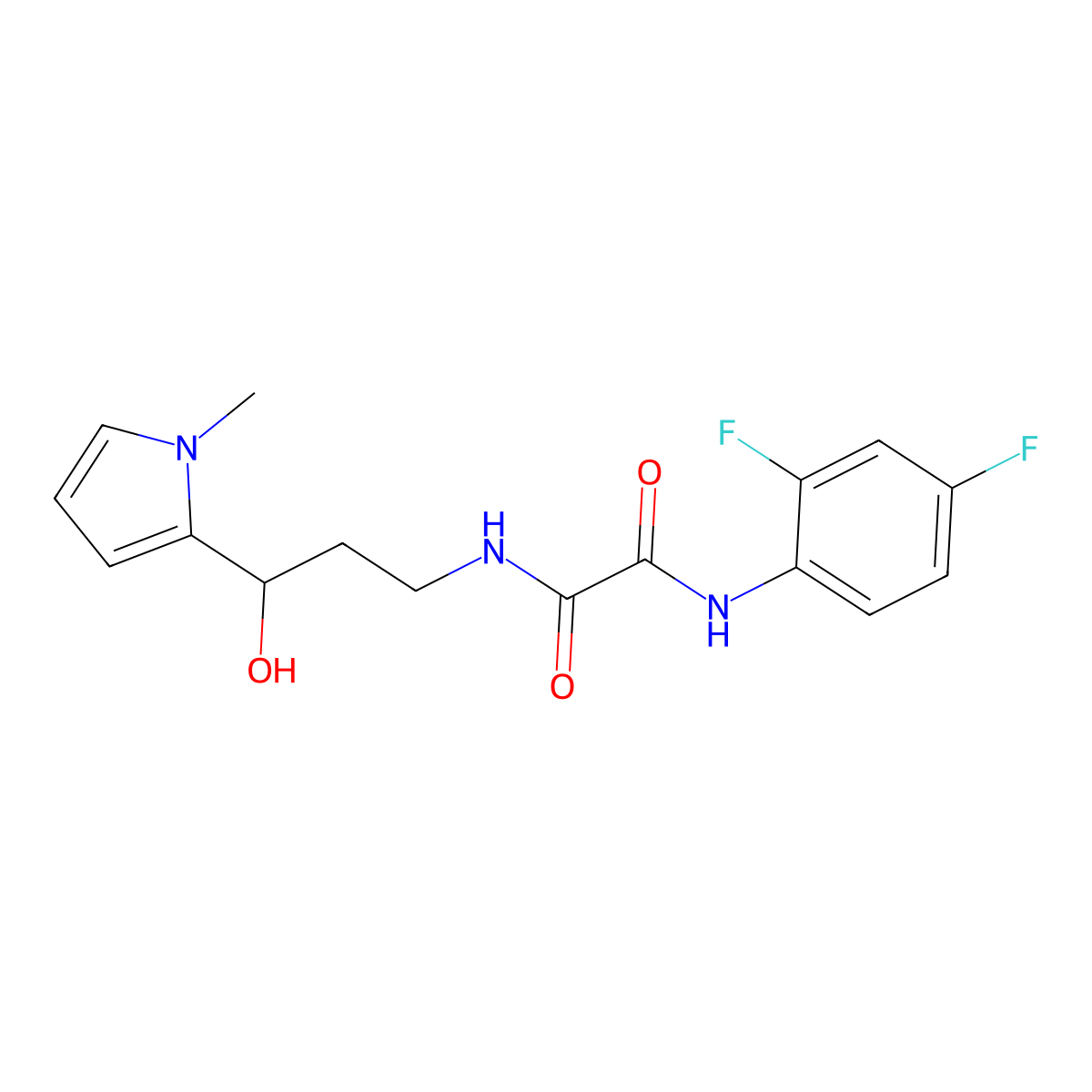 N1-(2,4-difluorophenyl)-N2-(3-hydroxy-3-(1-methyl-1H-pyrrol-2-yl)propyl)oxalamide molecular structure, CAS 1795425-21-6
